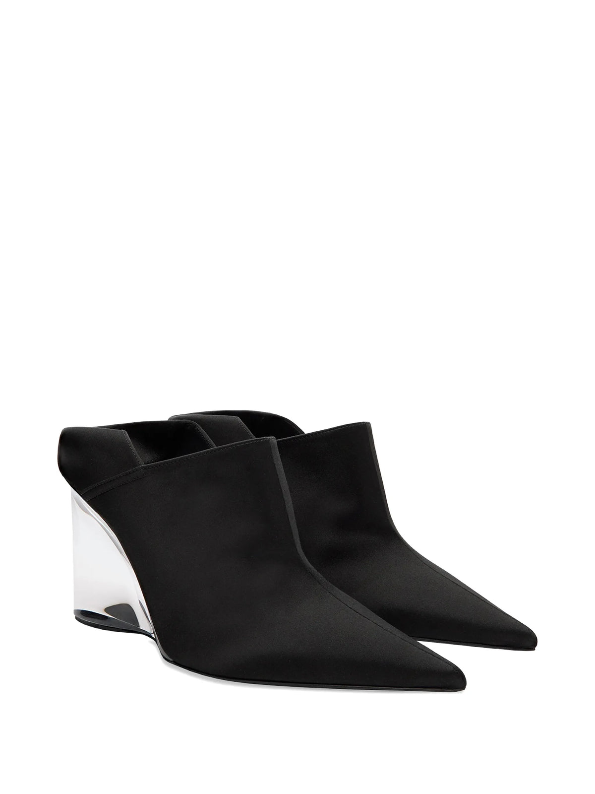 invisible mules in satin