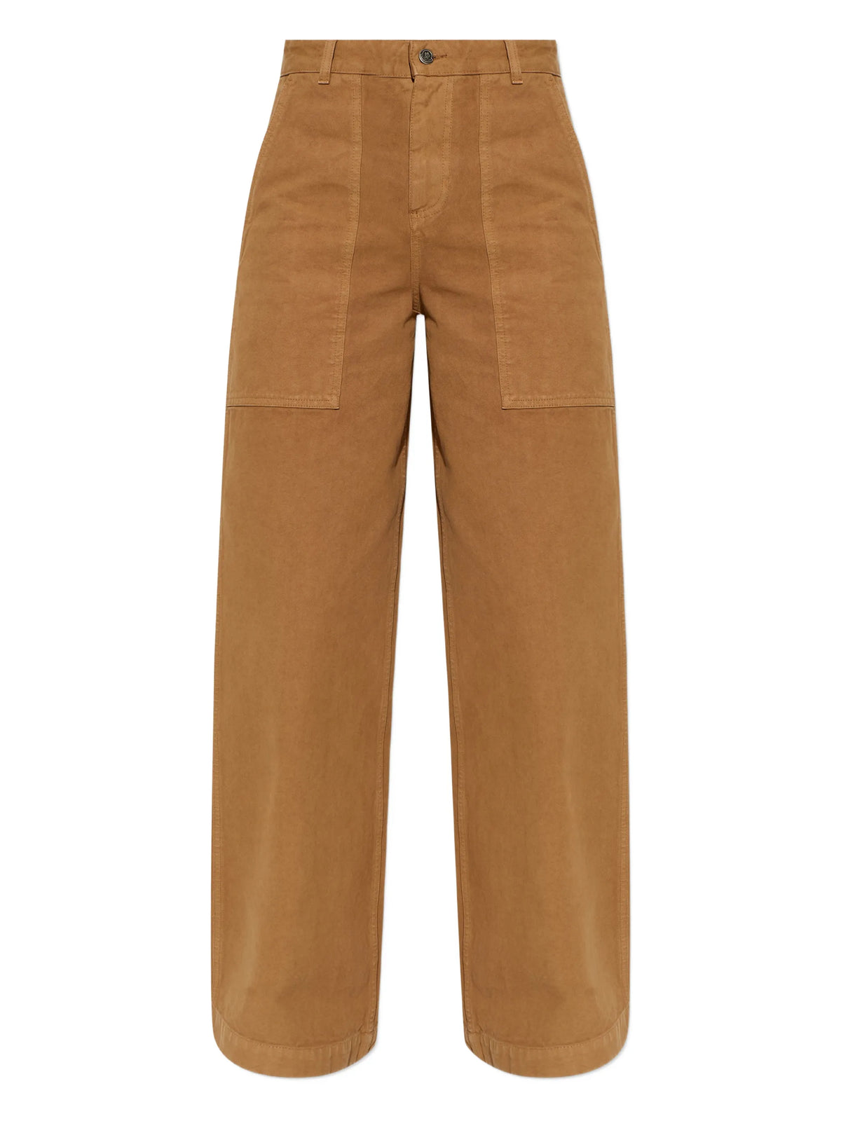 leather logo cotton trousers