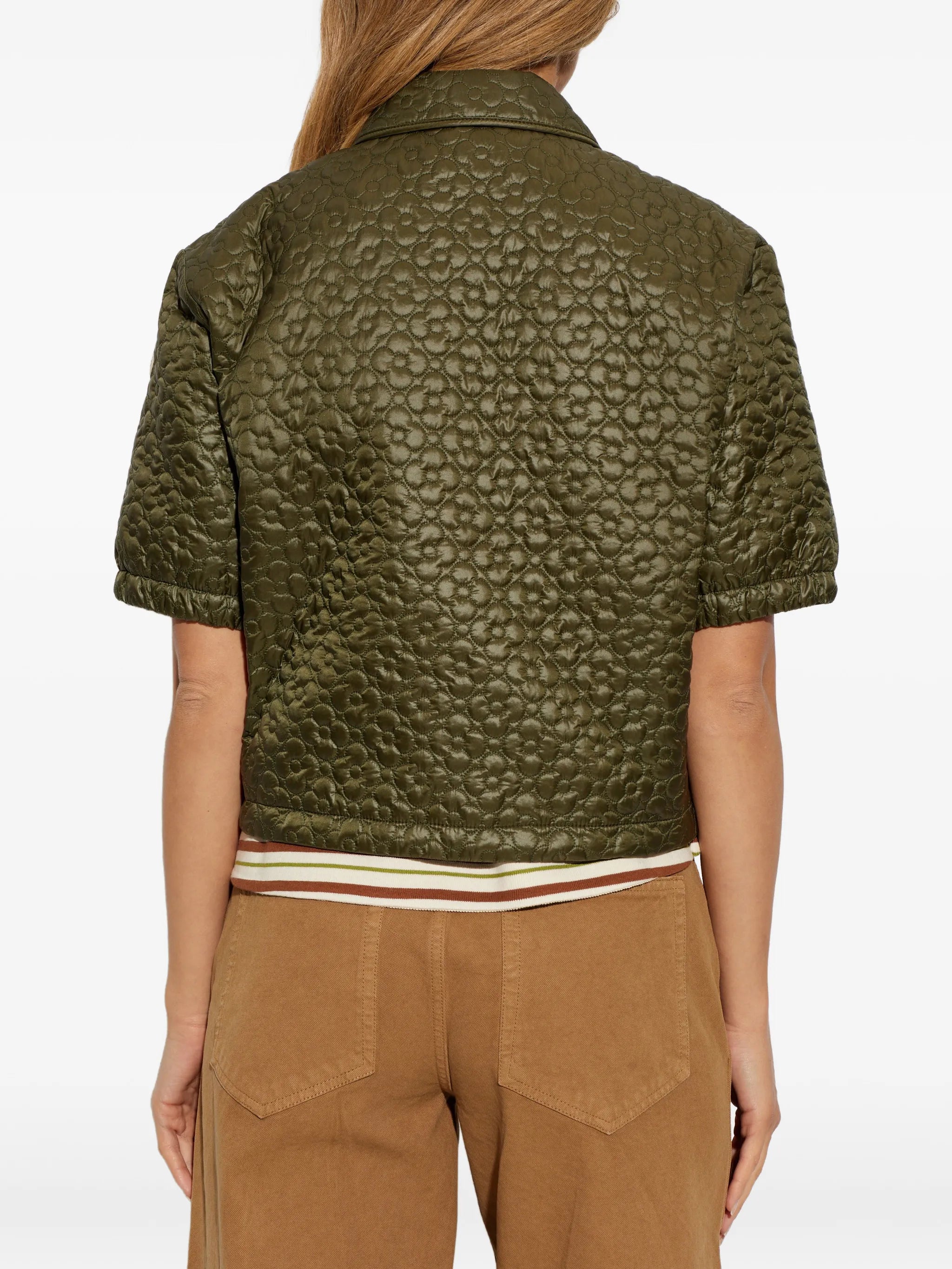 flower quilted short-sleeve top