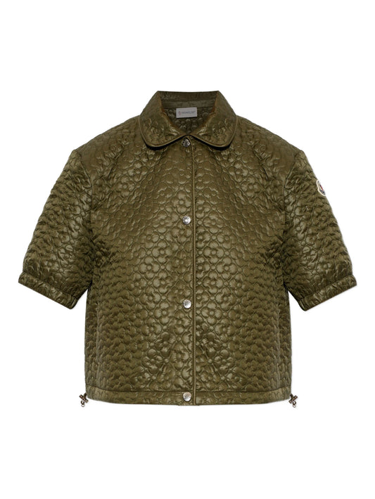 floral-quilted padded short sleeve shirt