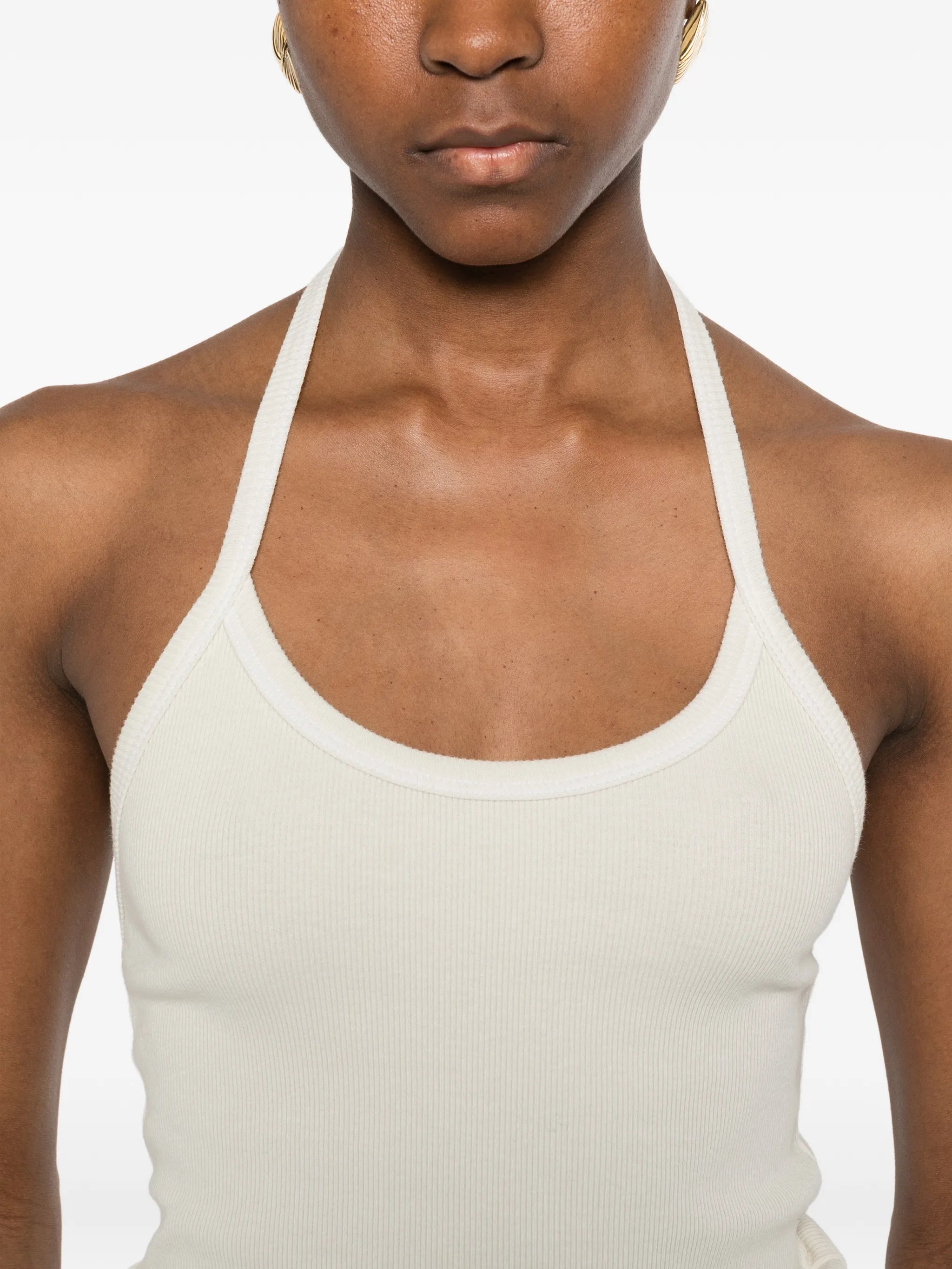halter-neck ribbed tank top