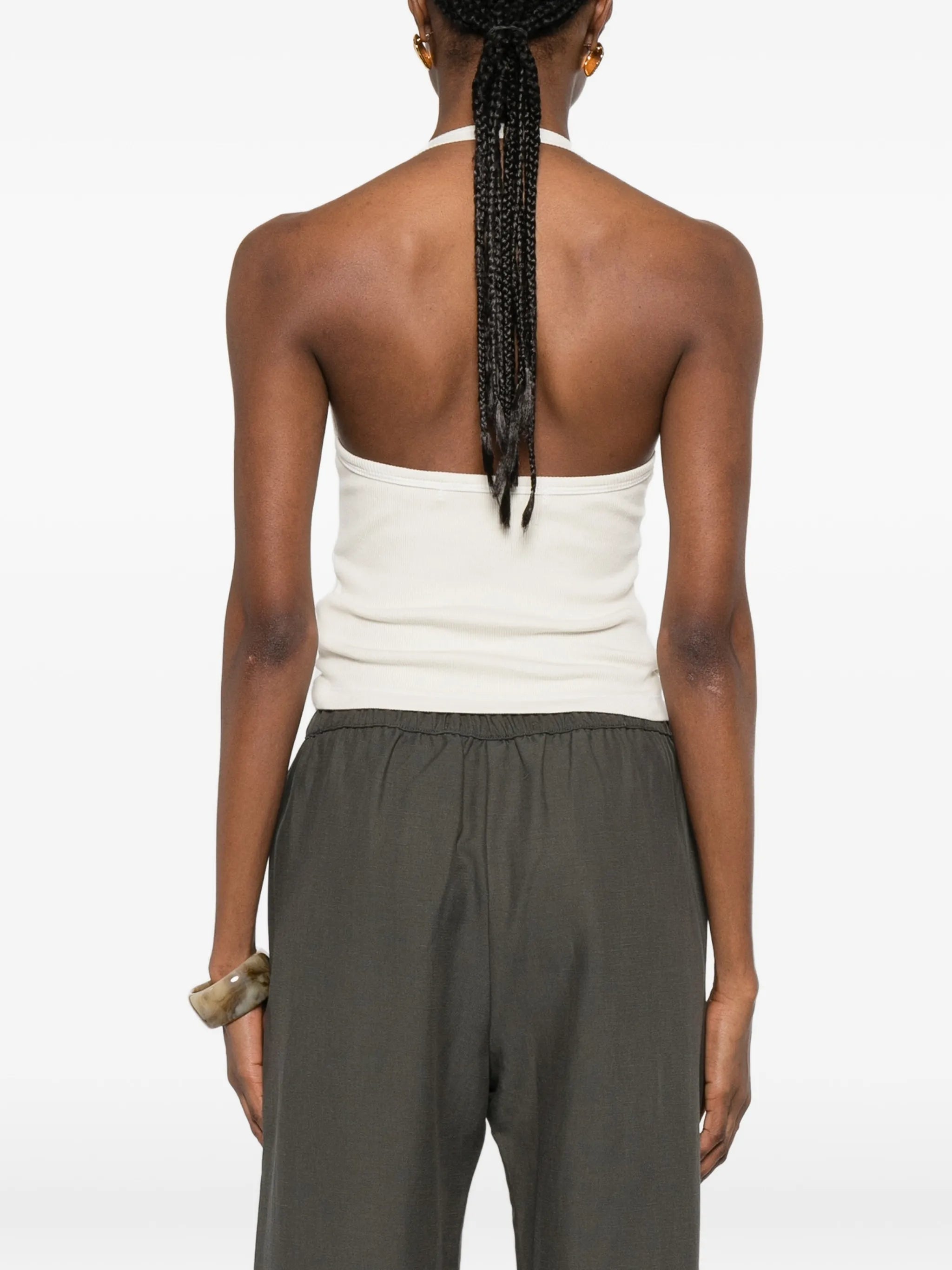 halter-neck ribbed tank top