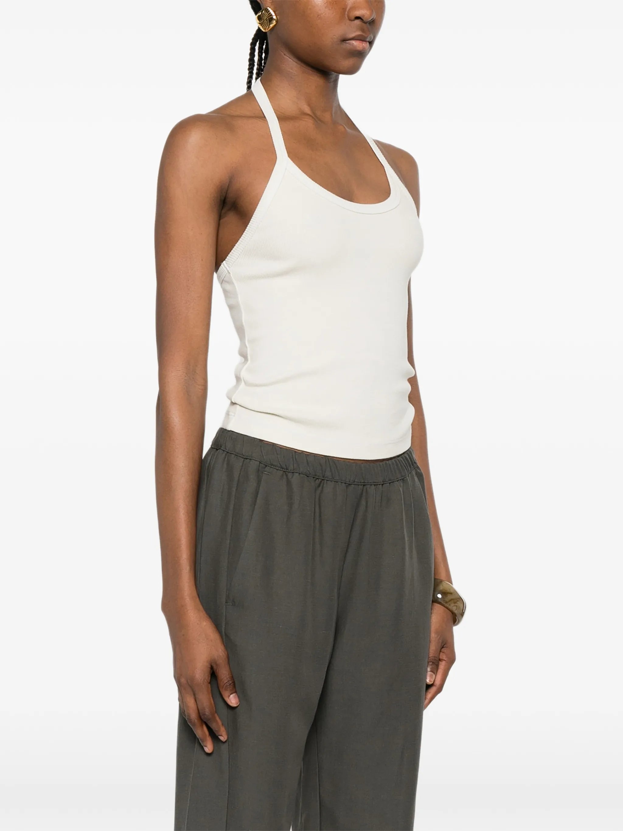 halter-neck ribbed tank top