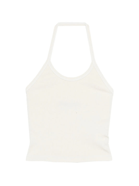halter-neck ribbed tank top