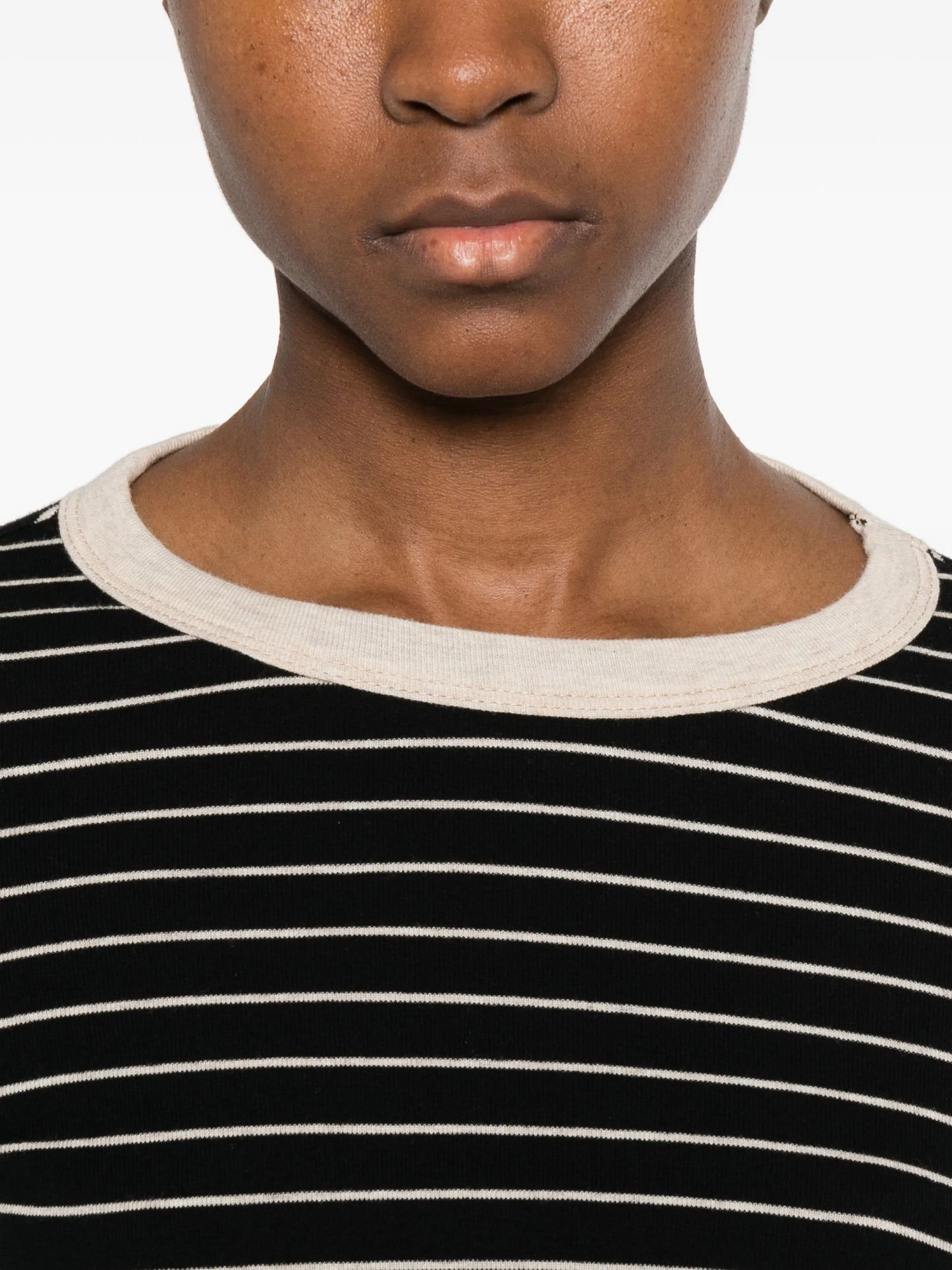 striped long-sleeved cotton T-shirt