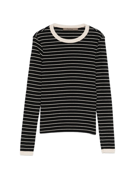 striped long-sleeved cotton T-shirt