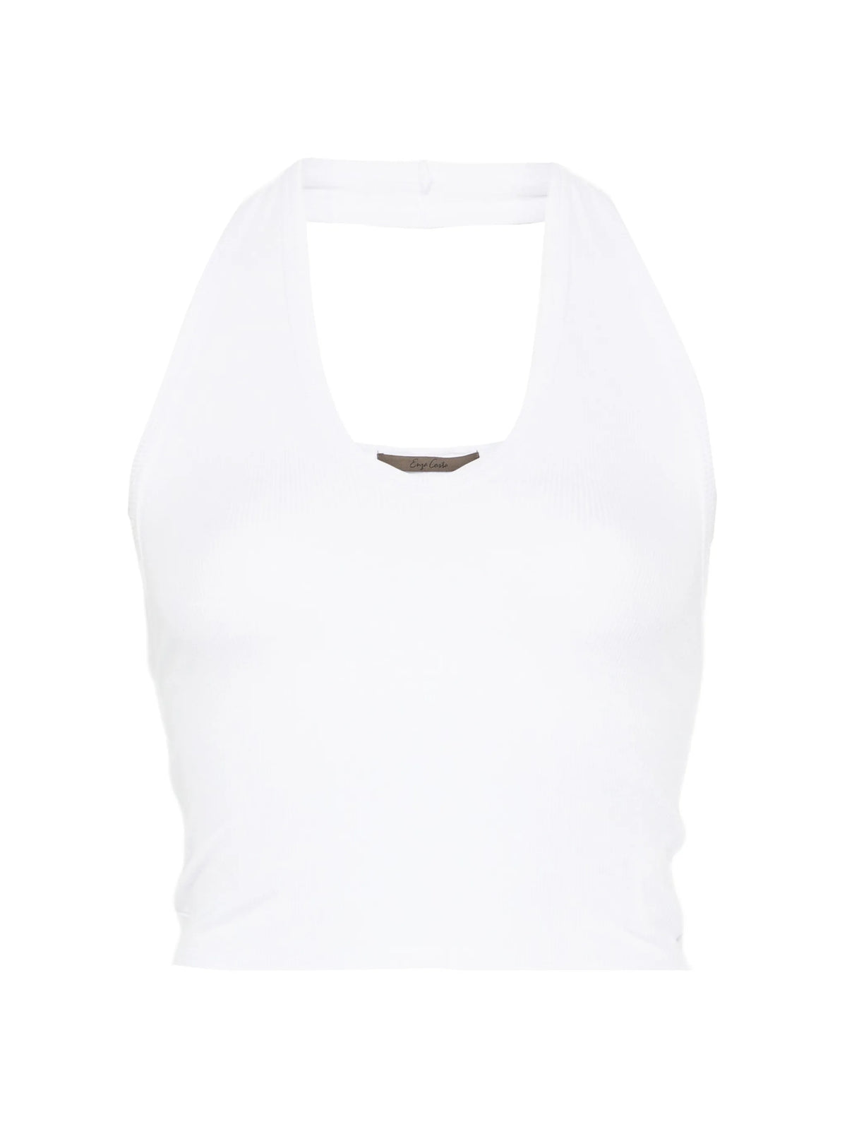 fluid silk-rib U-neck halter top