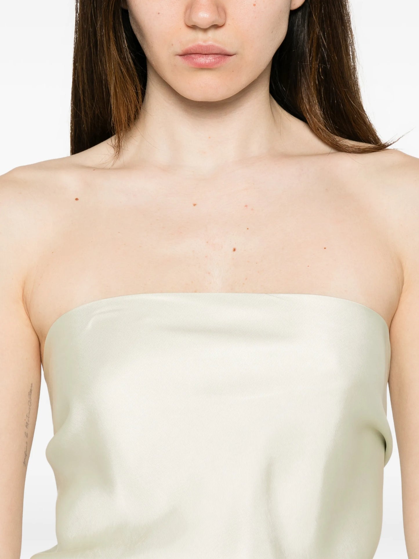 strapless scarf-hem top