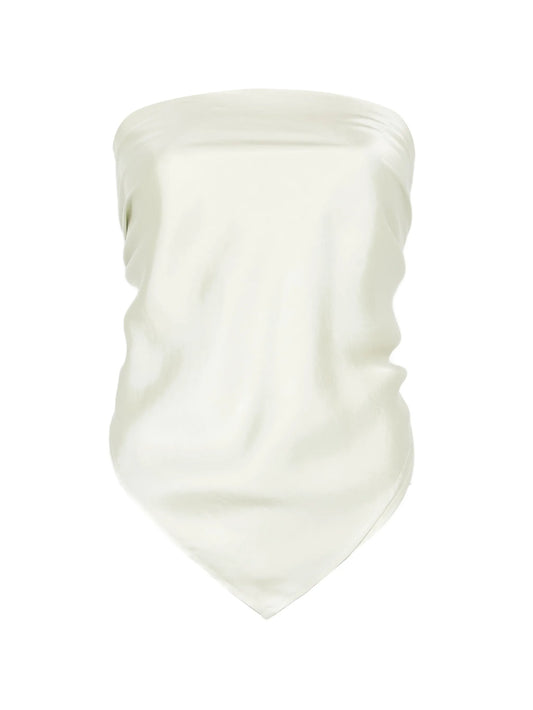 strapless scarf-hem top