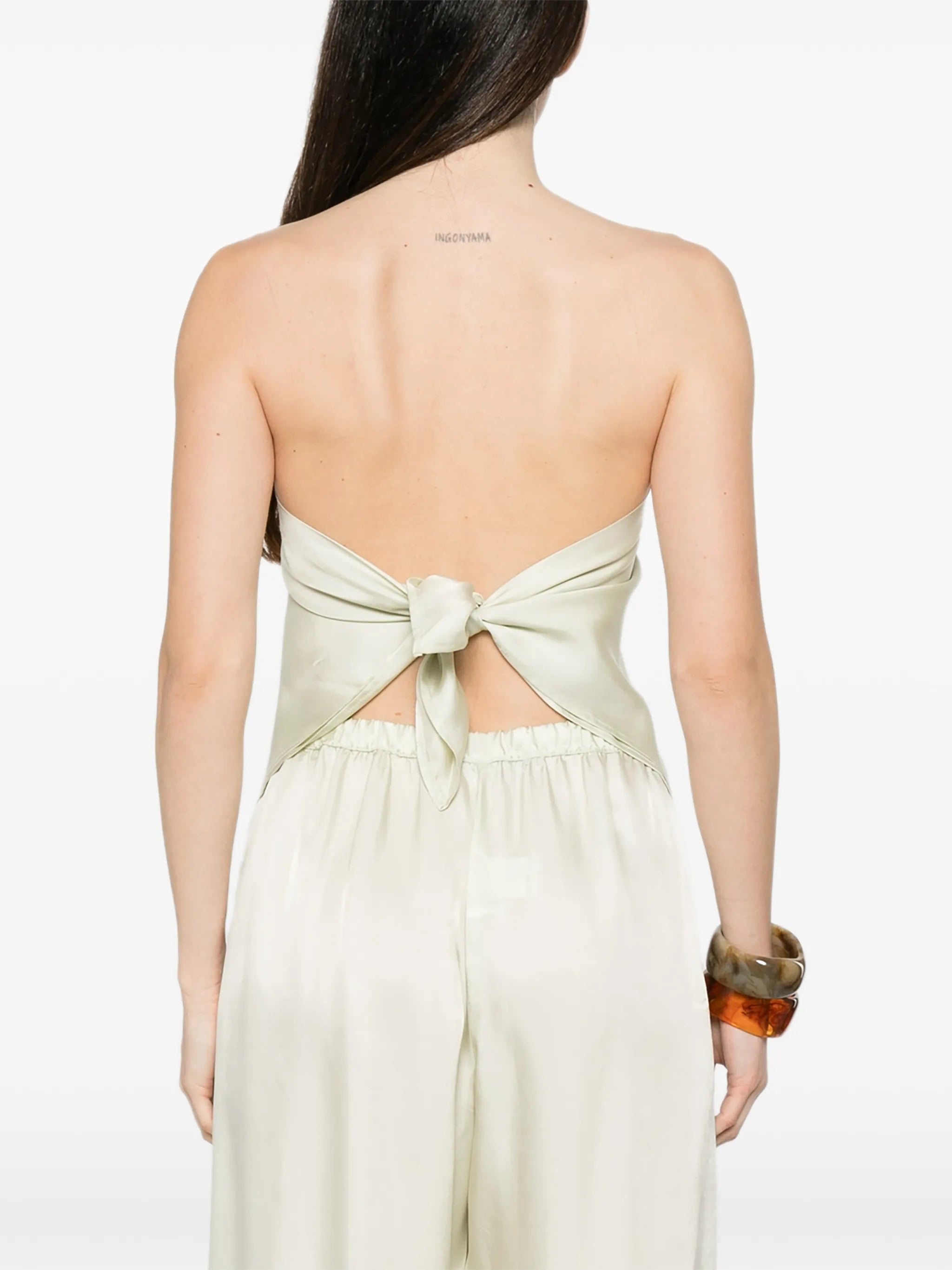 strapless scarf-hem top
