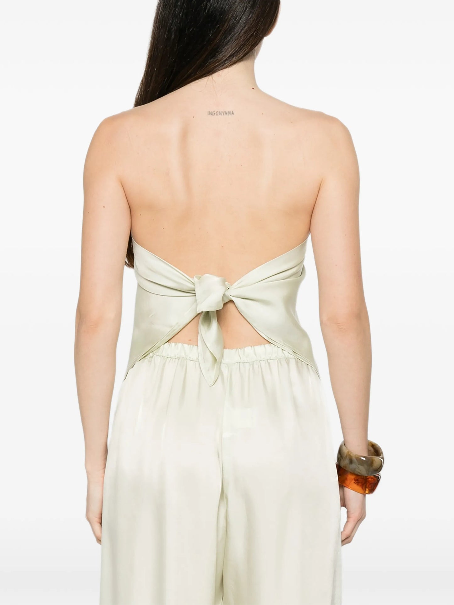 strapless scarf-hem top