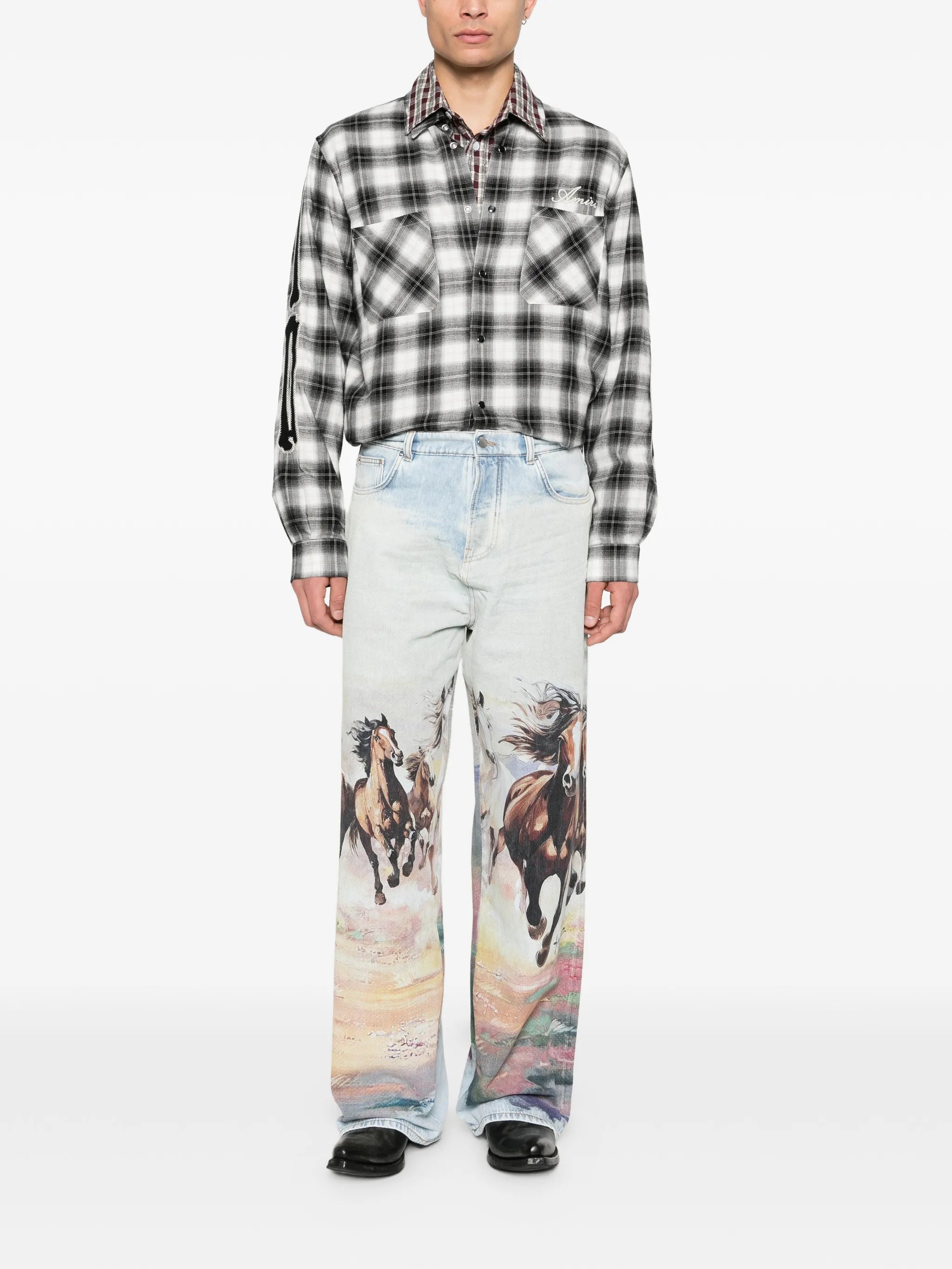 horse-print jeans