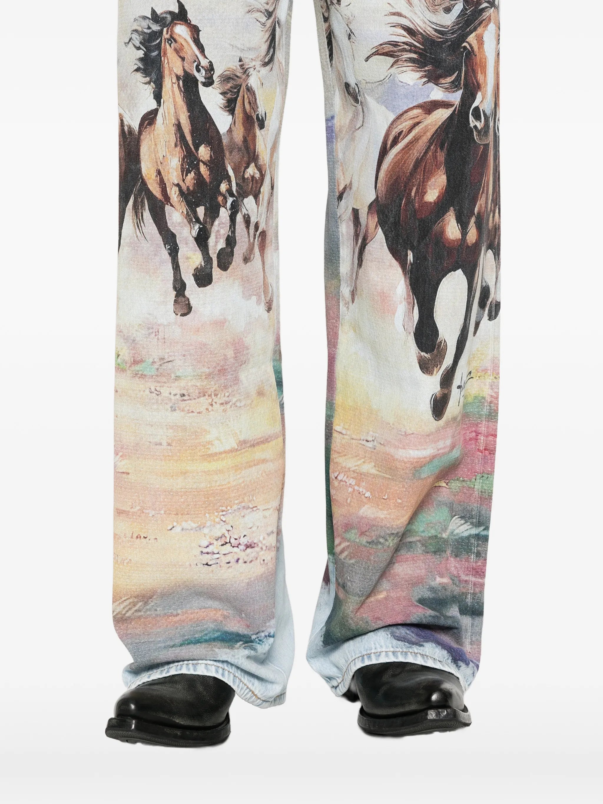 horse-print jeans