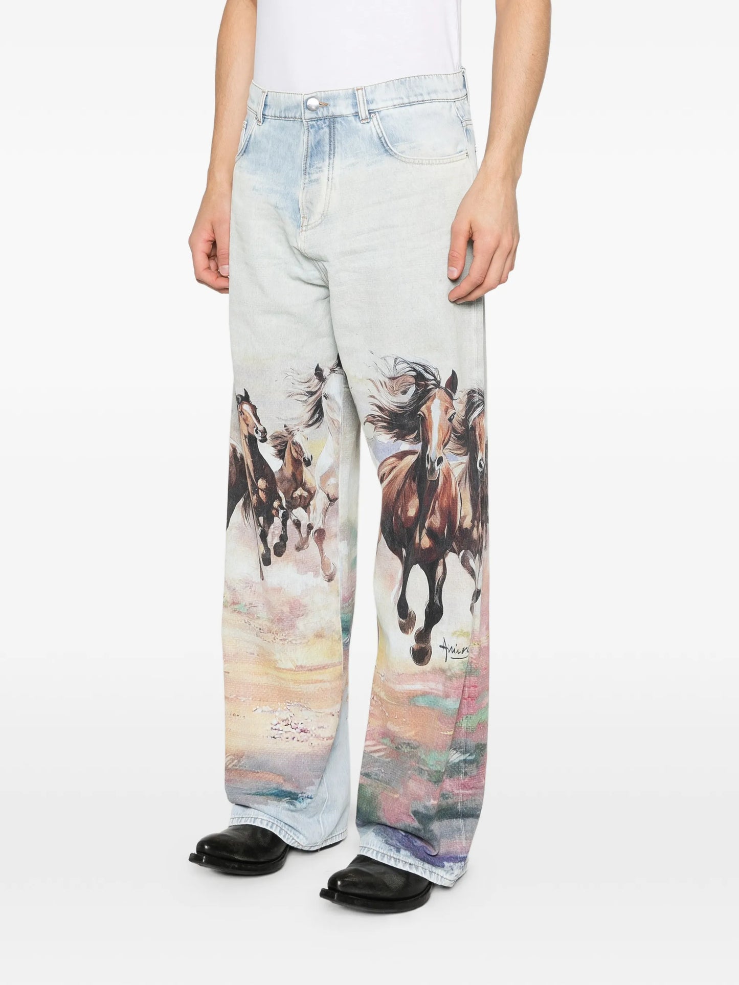 horse-print jeans