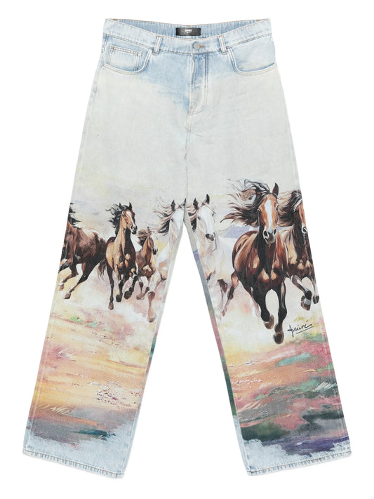 horse-print jeans
