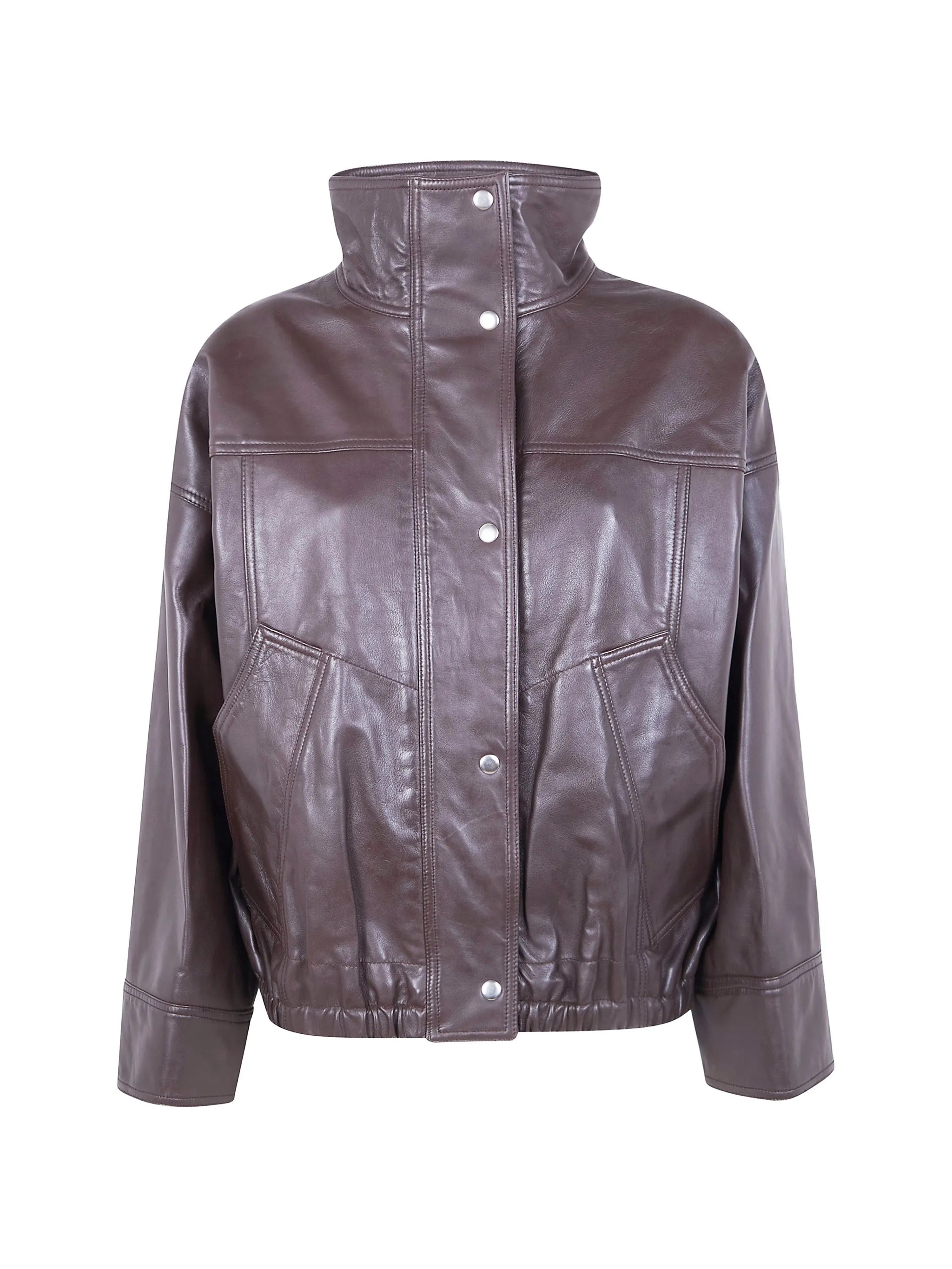buttoned leather jacket