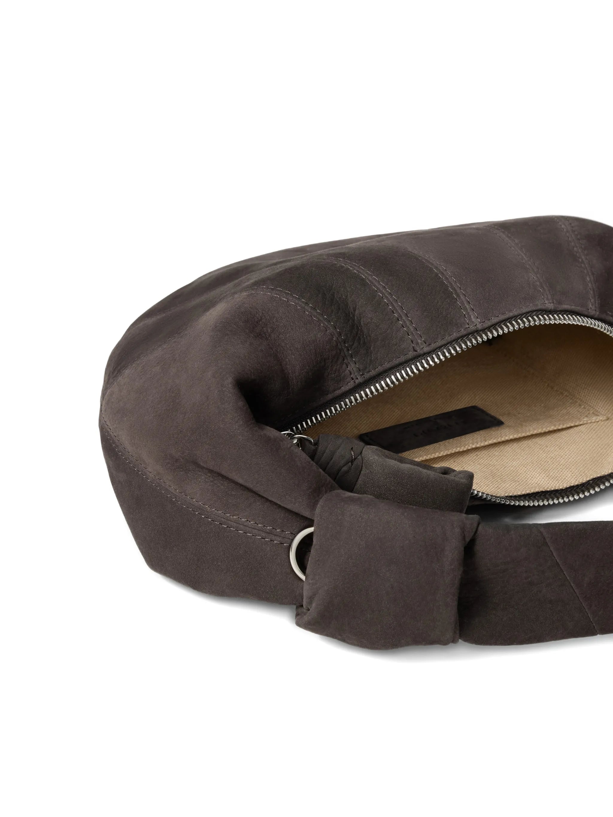 topstitched fortune croissant shoulder bag