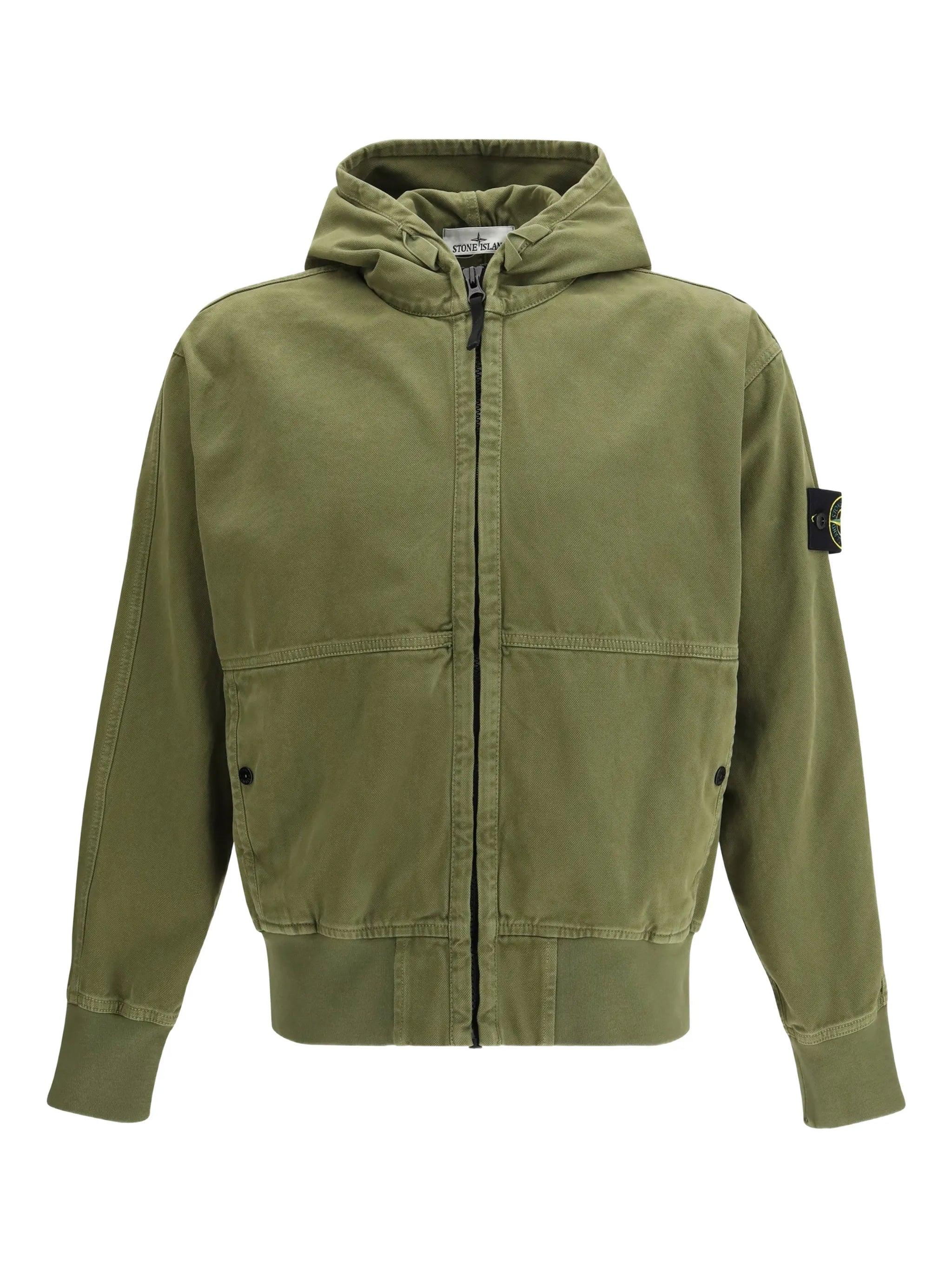 6100068 organic panama cotton Old effect oversized-fit zip-up hoodie jacket with pockets