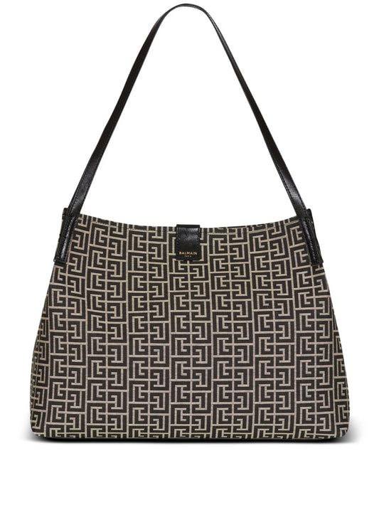 medium Release Shopper bag in monogram jacquard and calfskin leather
