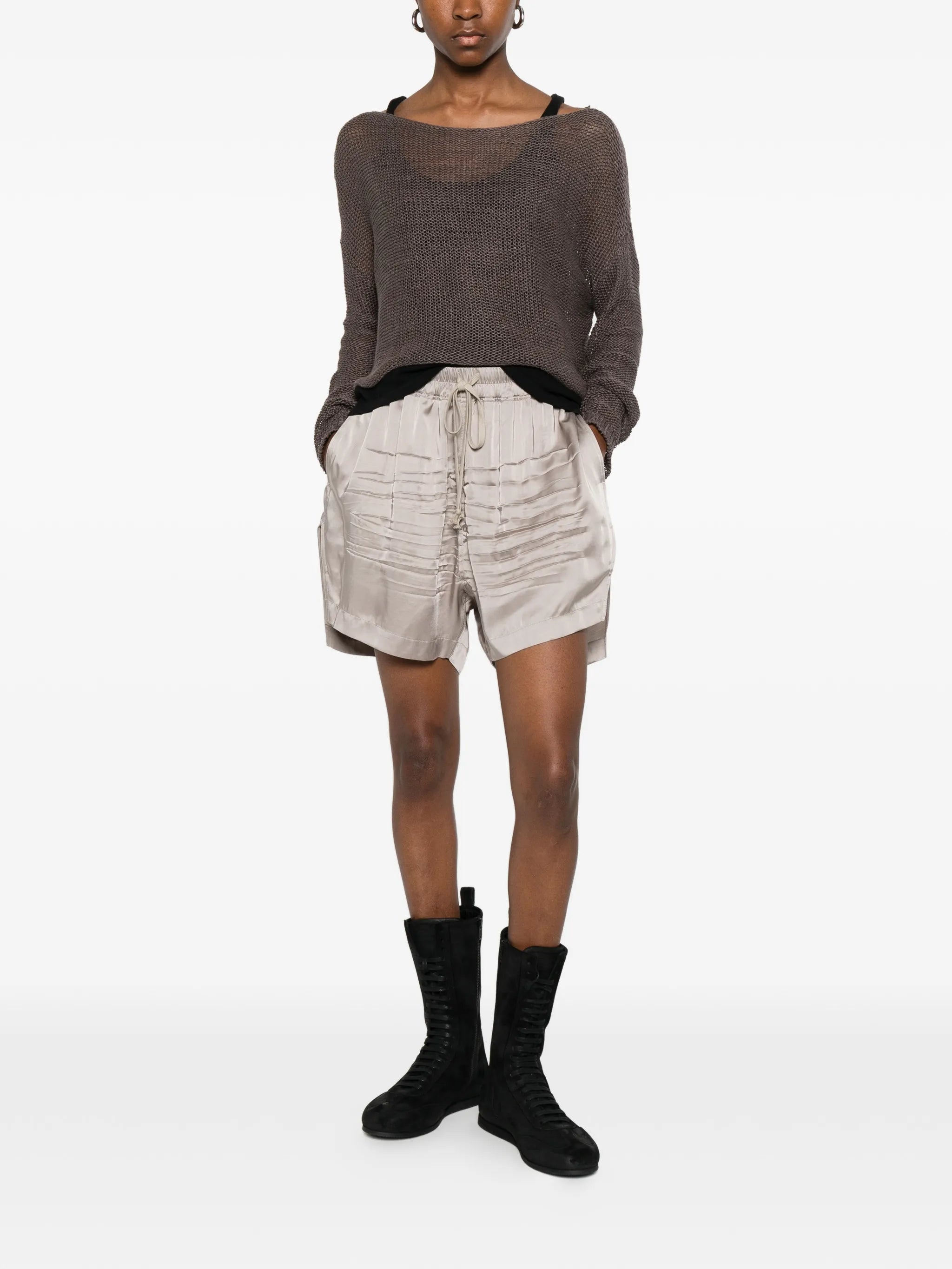 pleated drawstring shorts