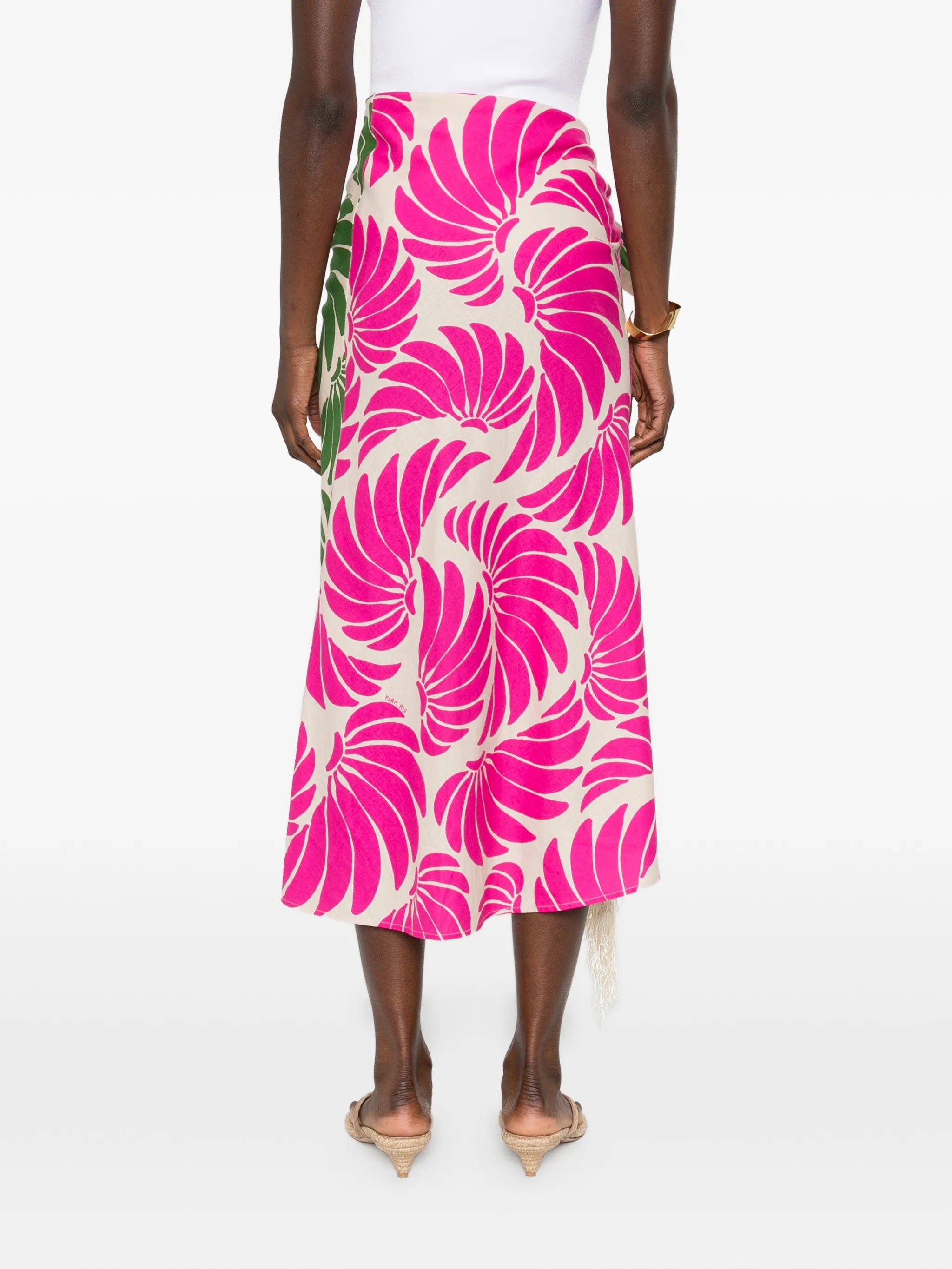 fringe floral-print skirt