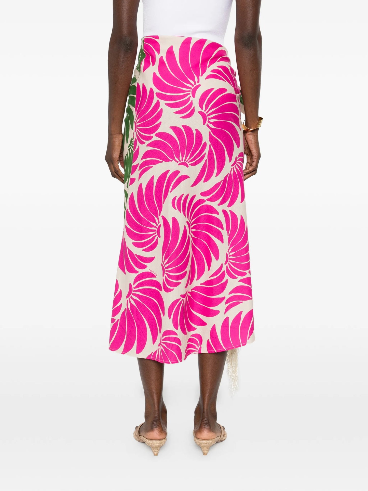 fringe floral-print skirt