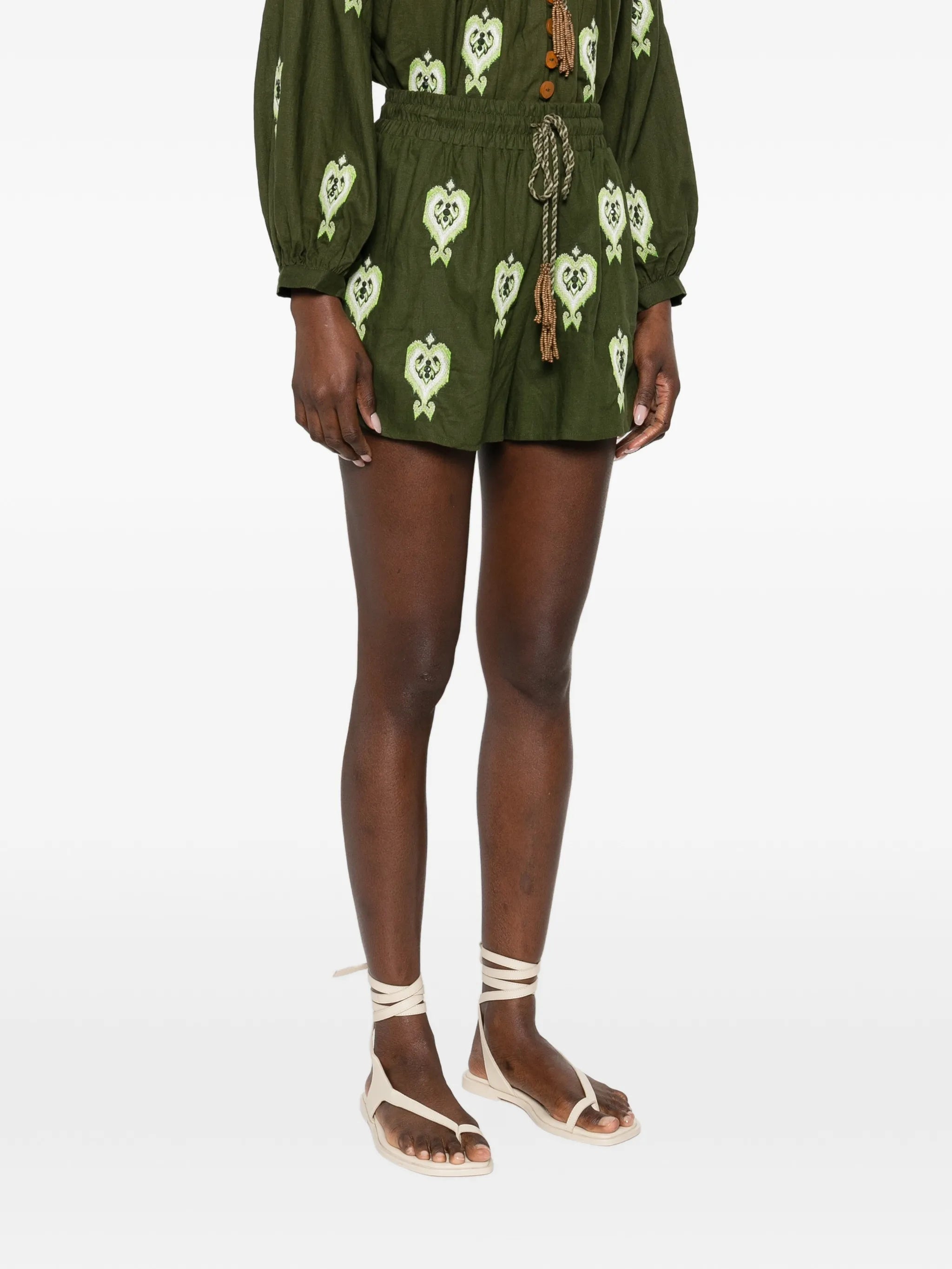 embroidered drawstring shorts