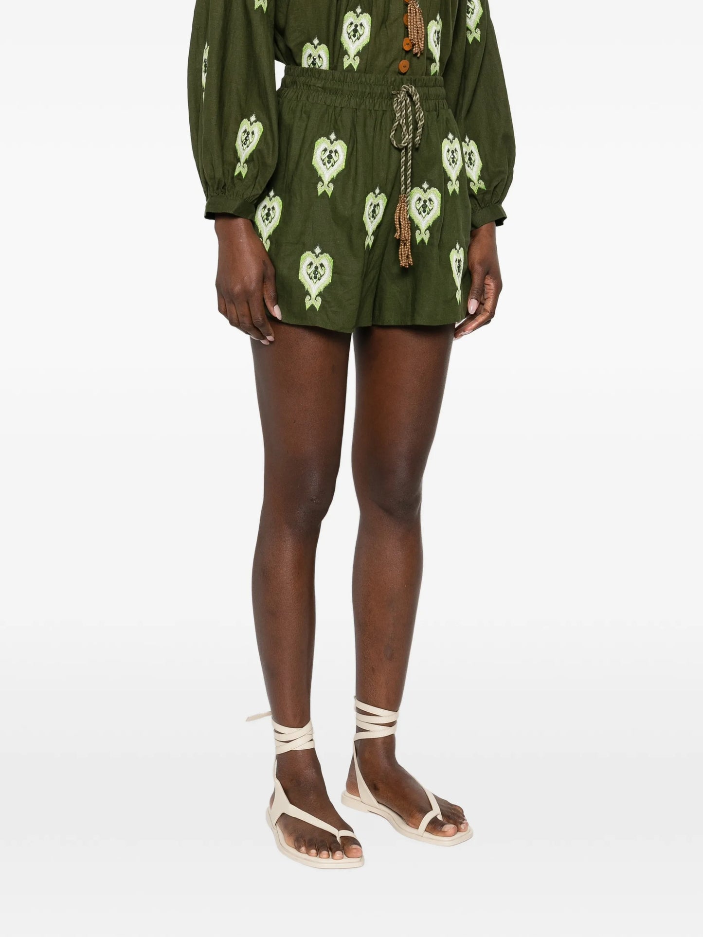 embroidered drawstring shorts