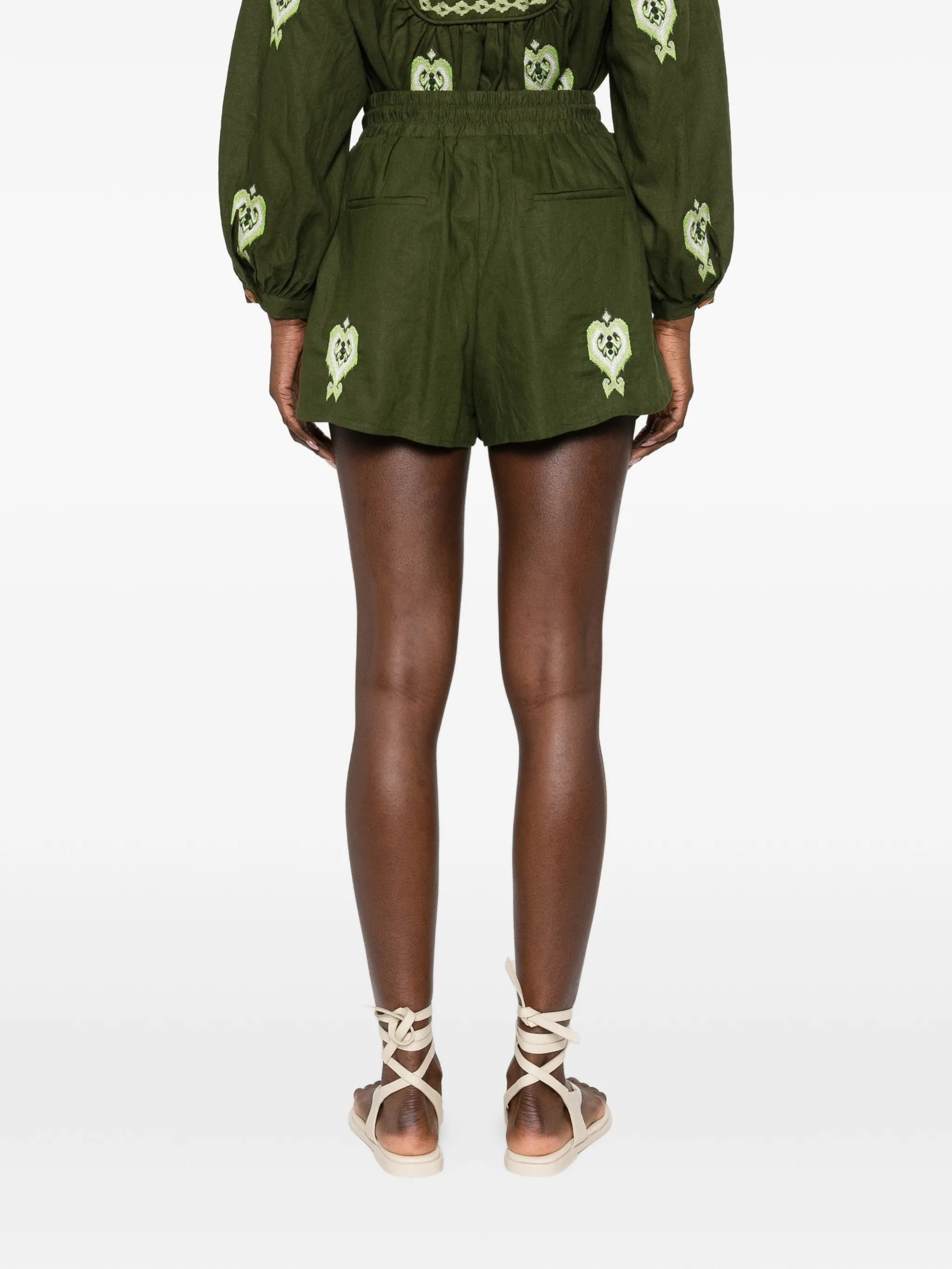 embroidered drawstring shorts