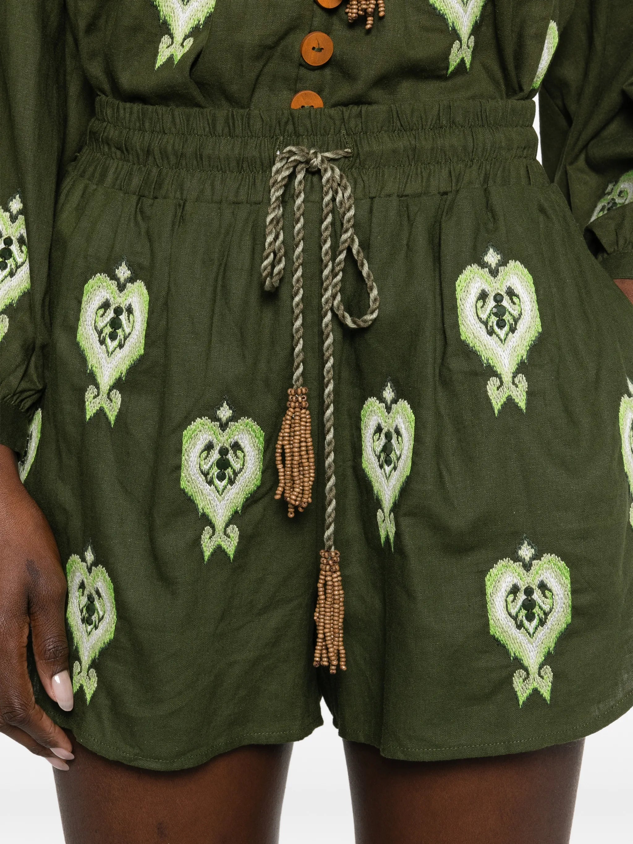 embroidered drawstring shorts