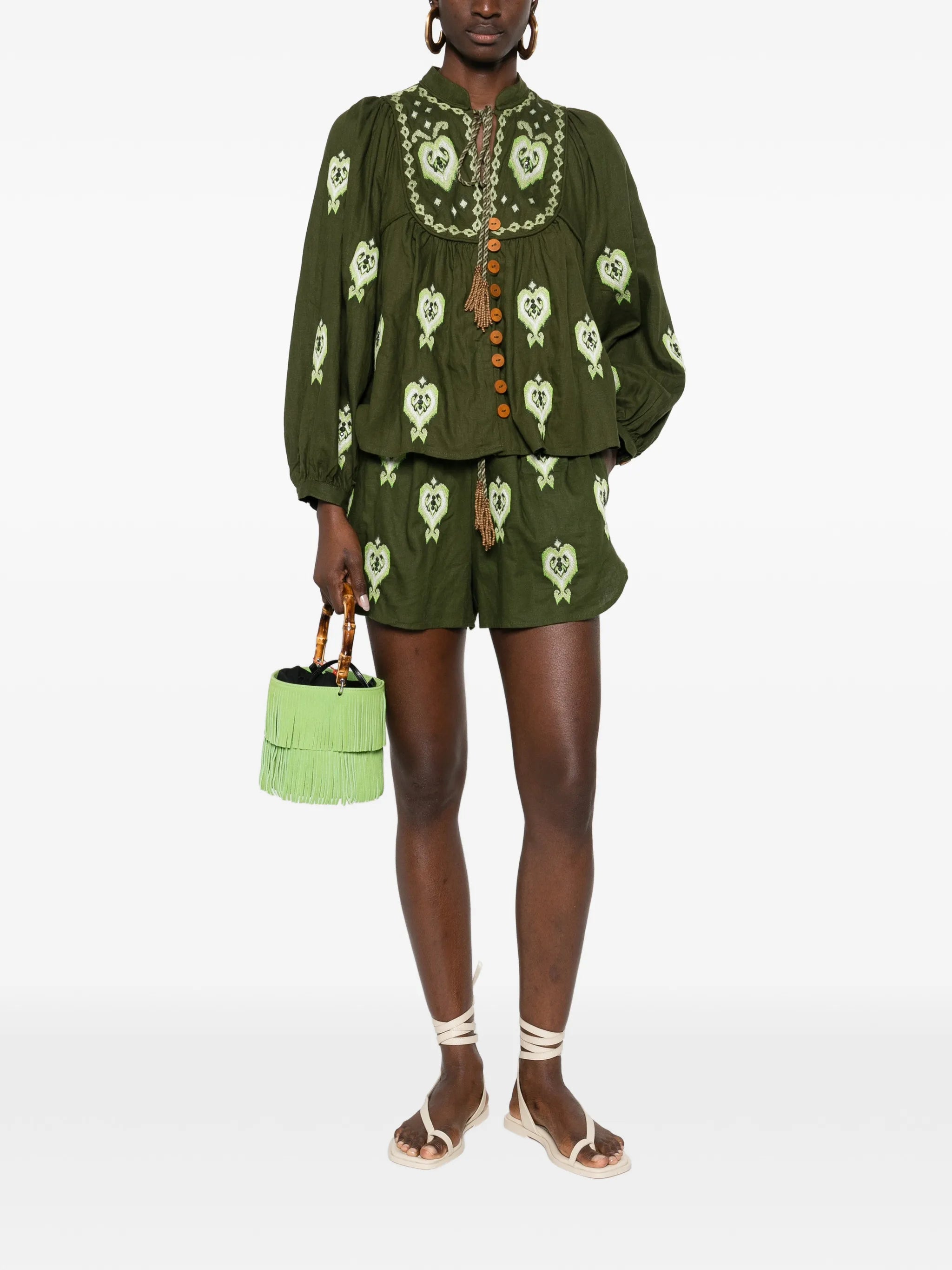 embroidered drawstring shorts