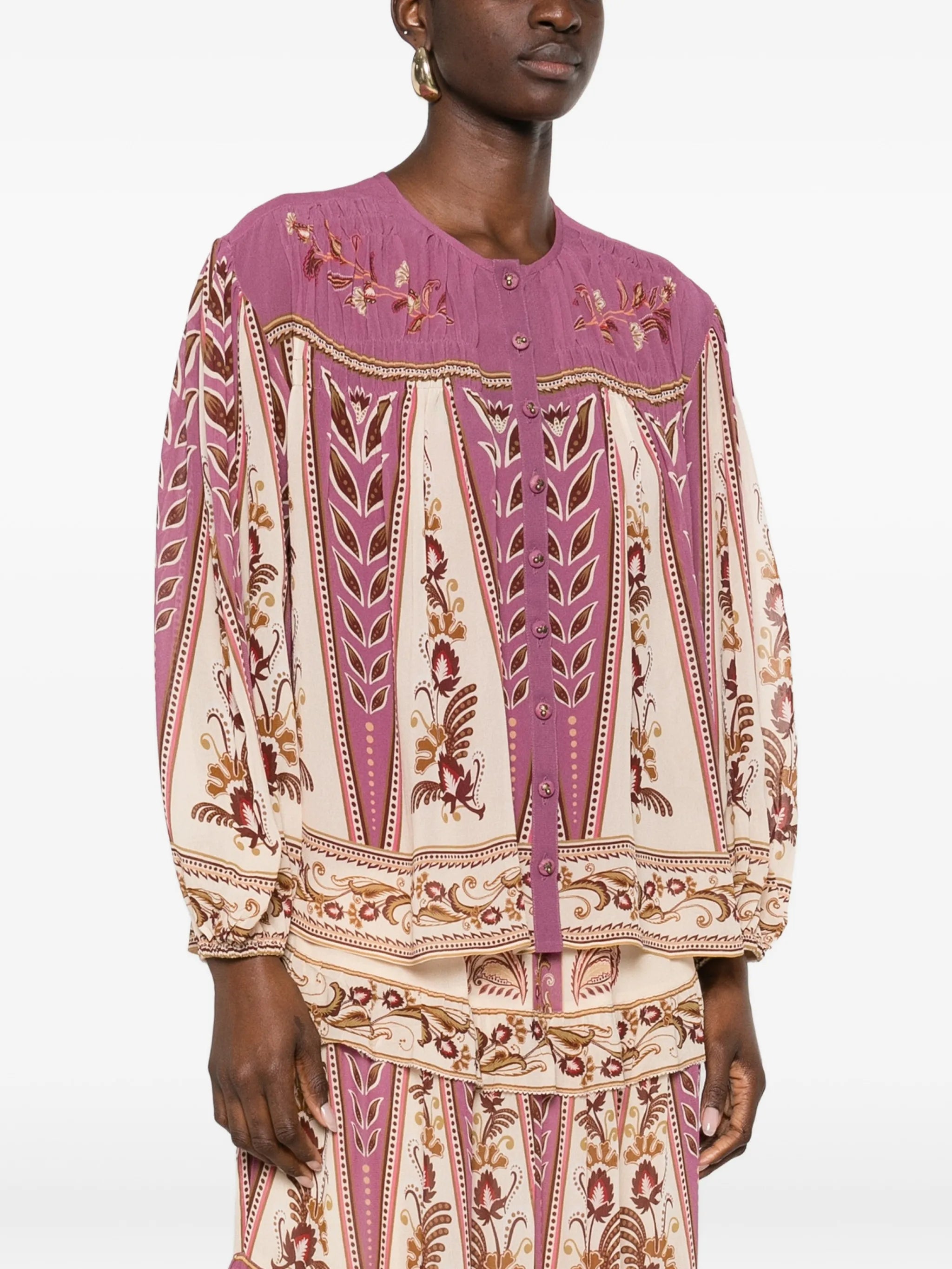 floral embroidered shirt