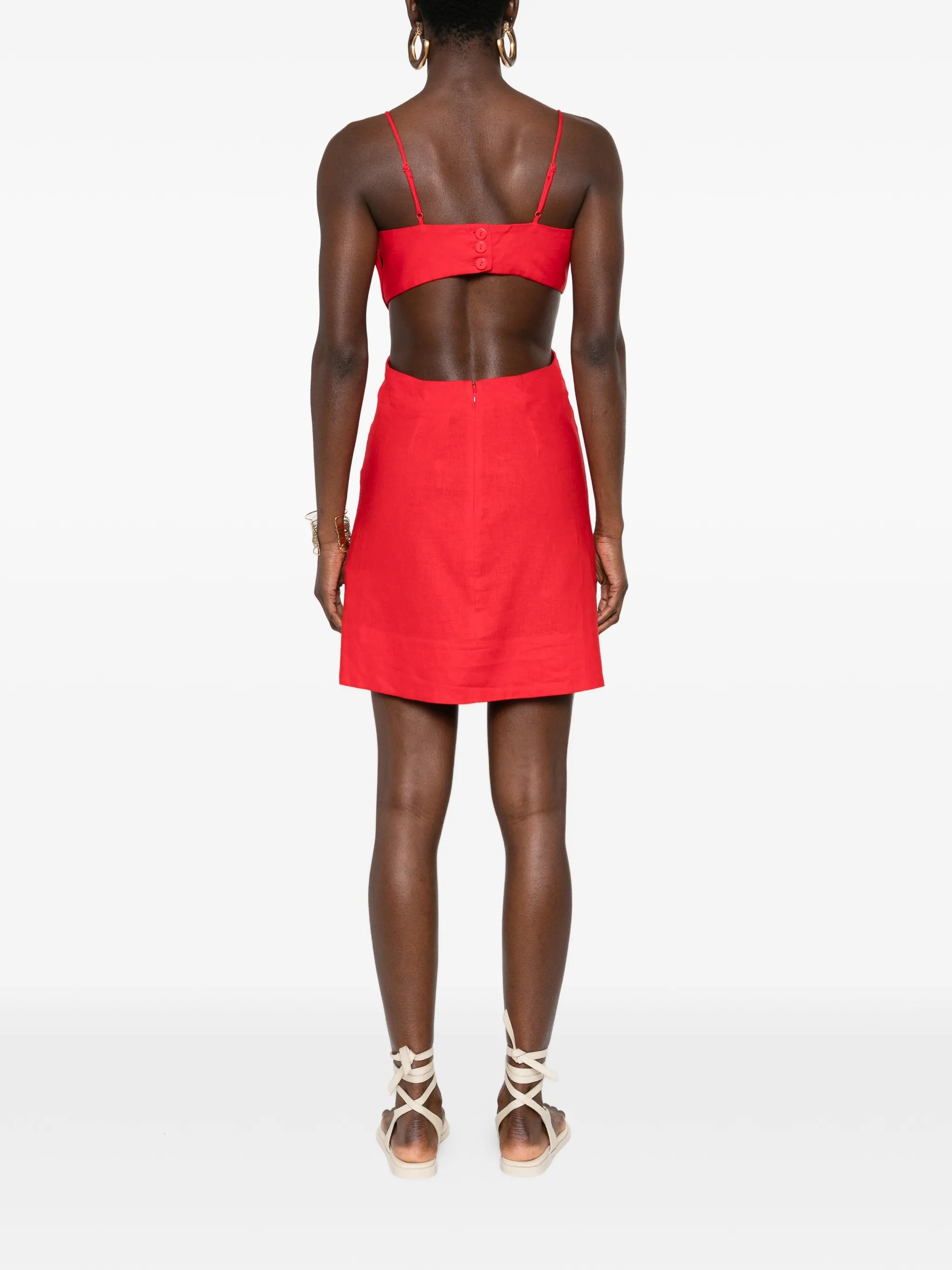 mini Red 3d Flower cut-out dress