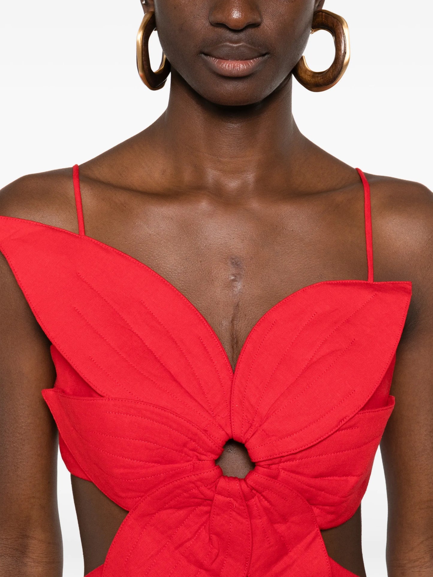 mini Red 3d Flower cut-out dress