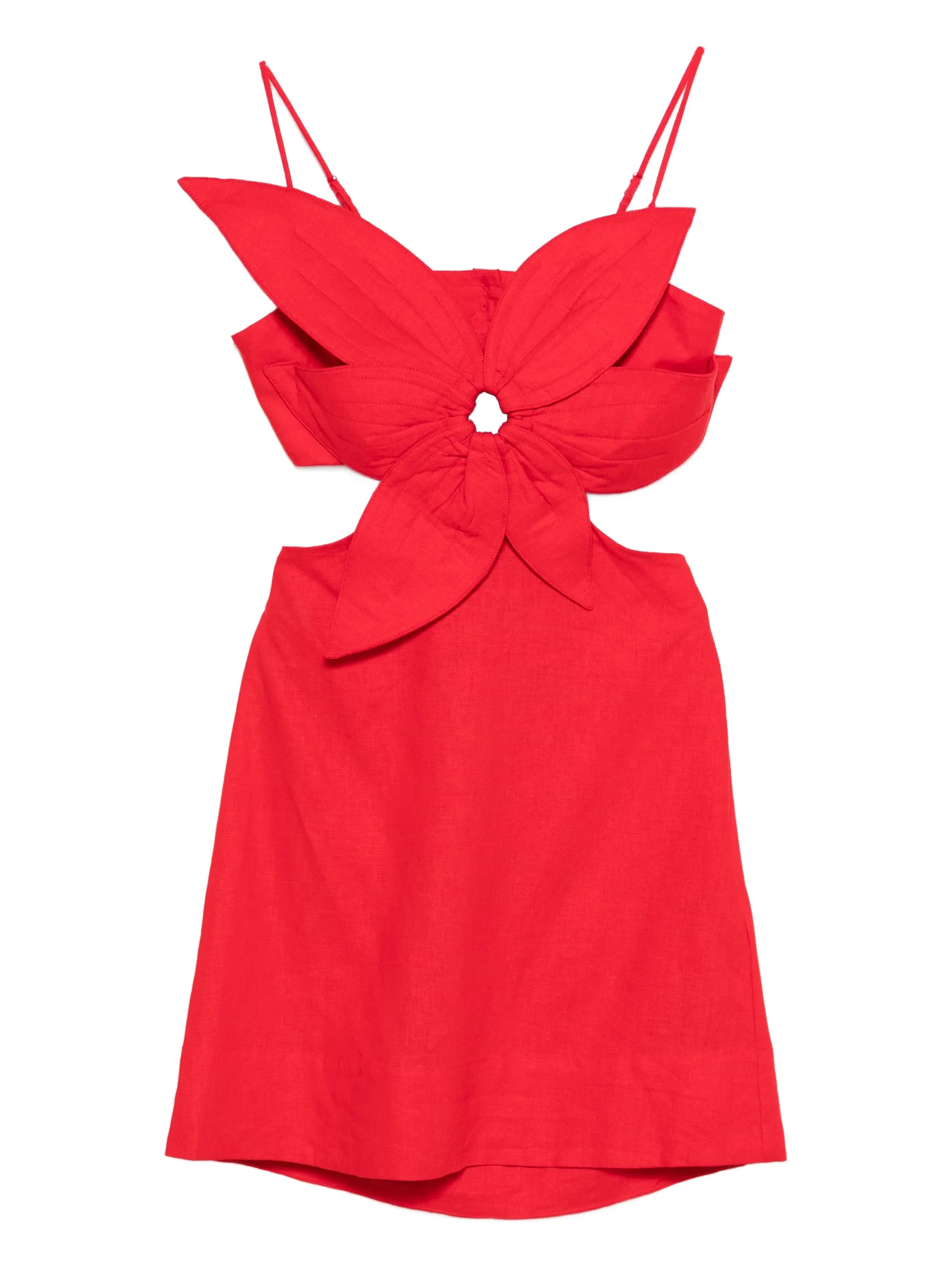 mini Red 3d Flower cut-out dress