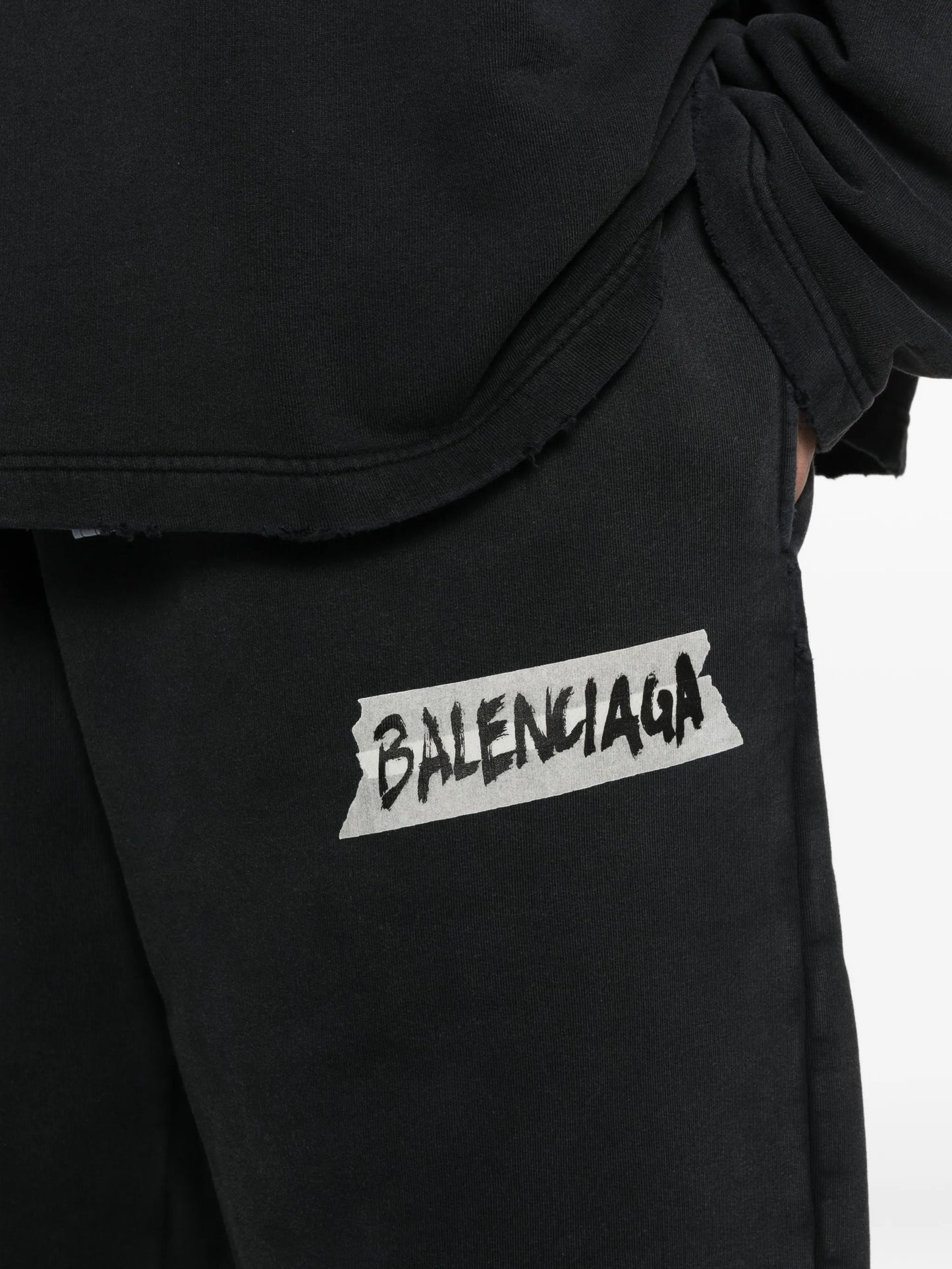 masking-tape track pants