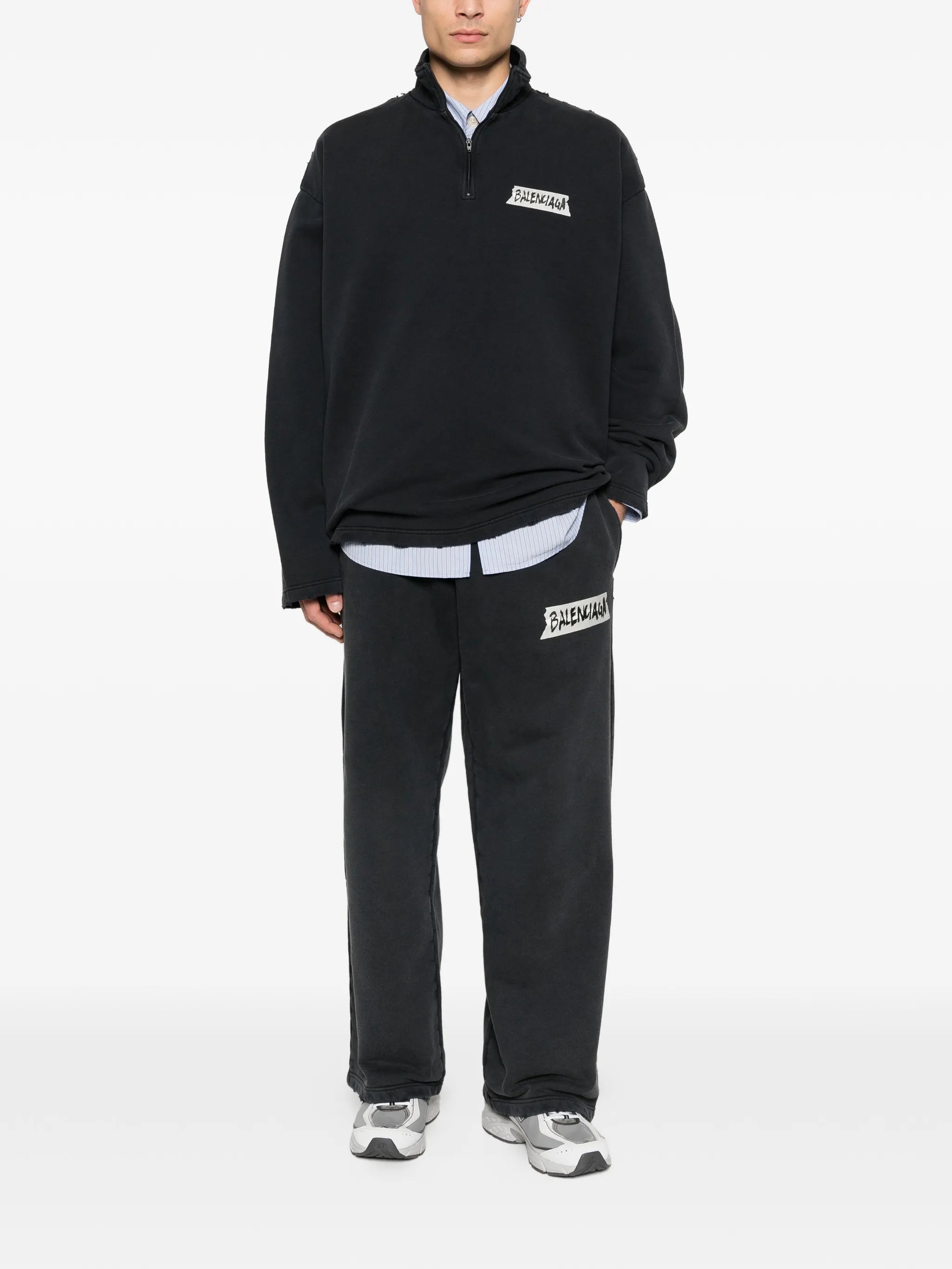 masking-tape track pants