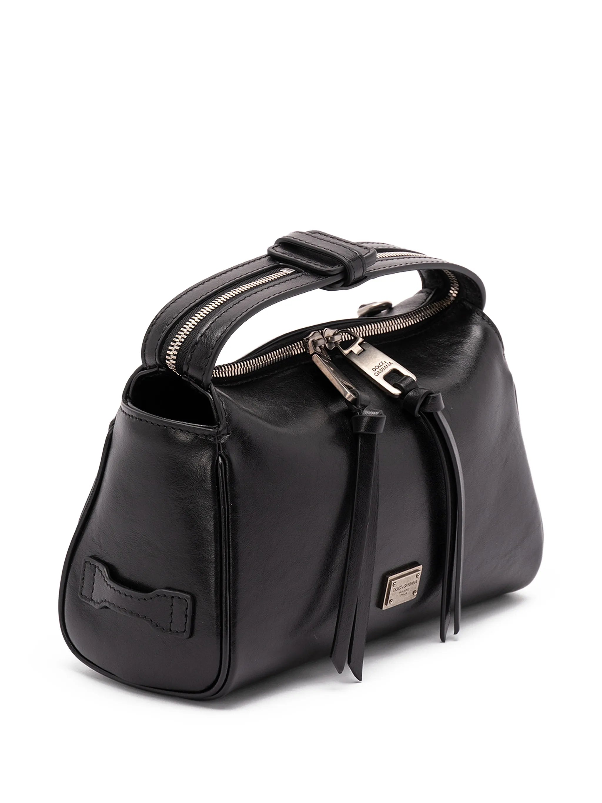 zip-fastening leather tote bag