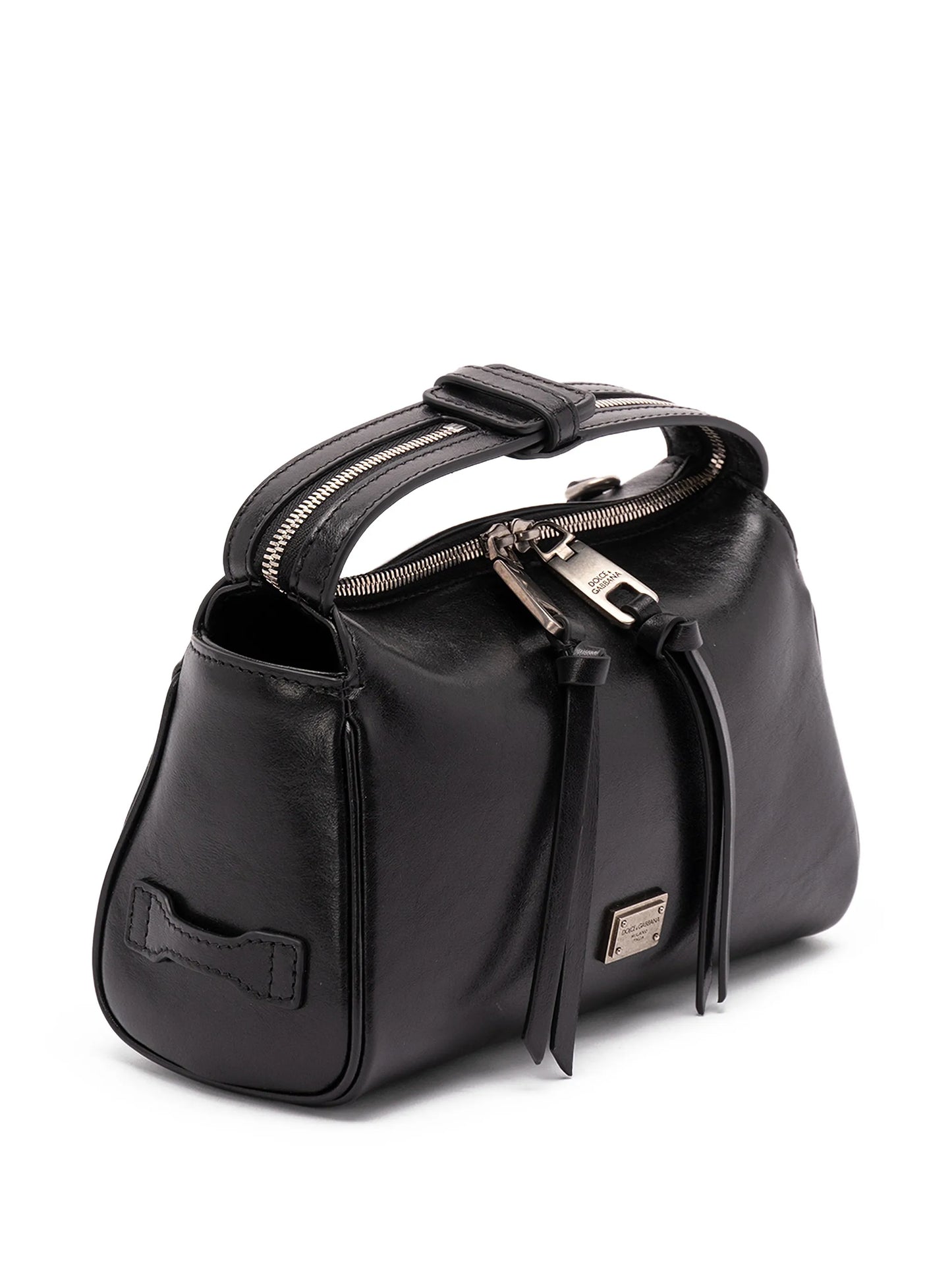 zip-fastening leather tote bag