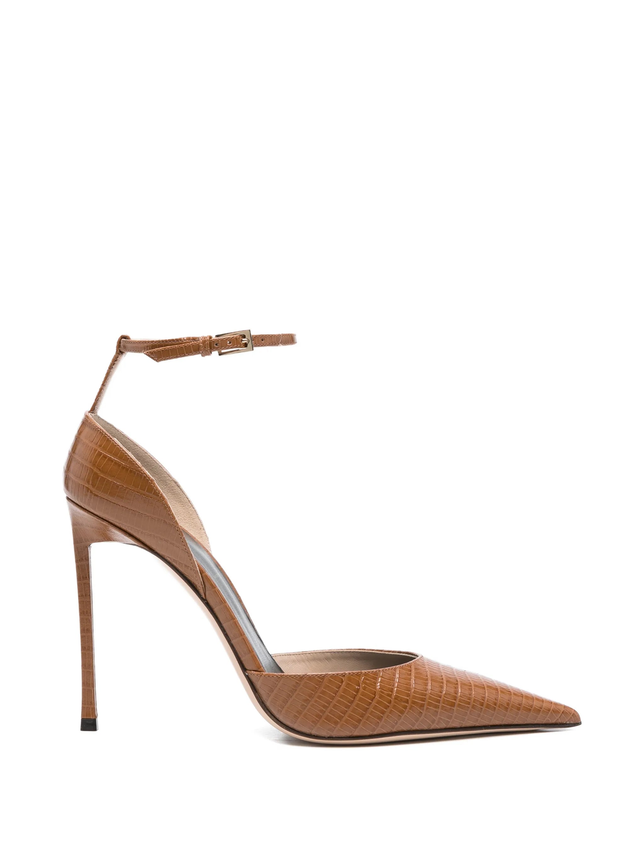 tejus-effect printed leather Vertigo ankle strap pumps