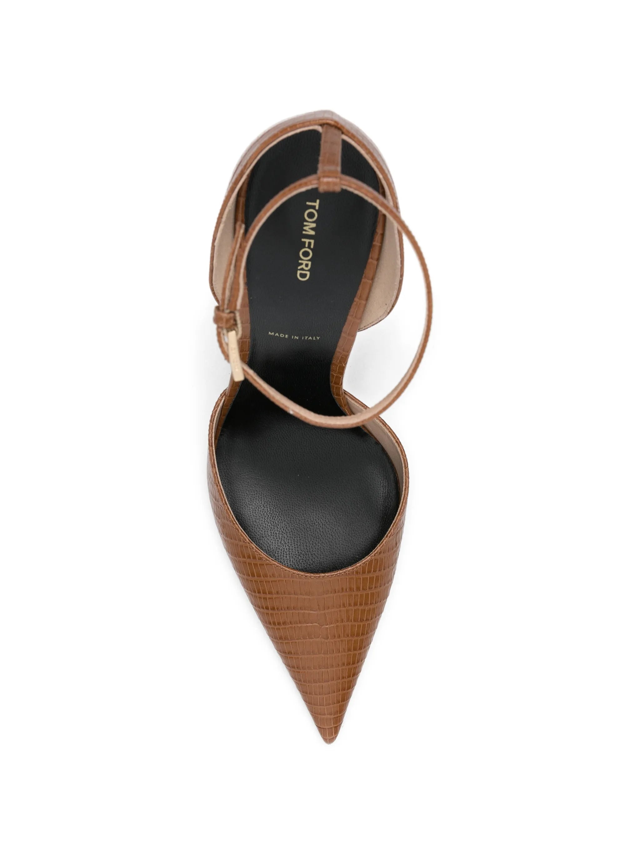 tejus-effect printed leather Vertigo ankle strap pumps