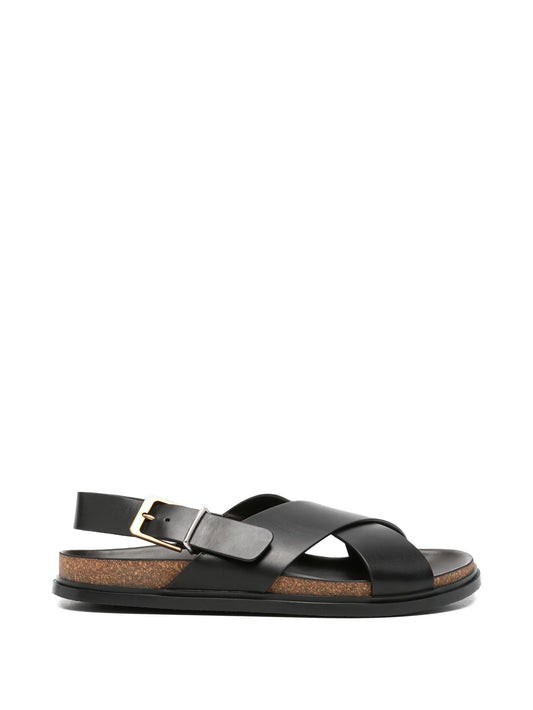 buckle-fastening crossover-strap sandals