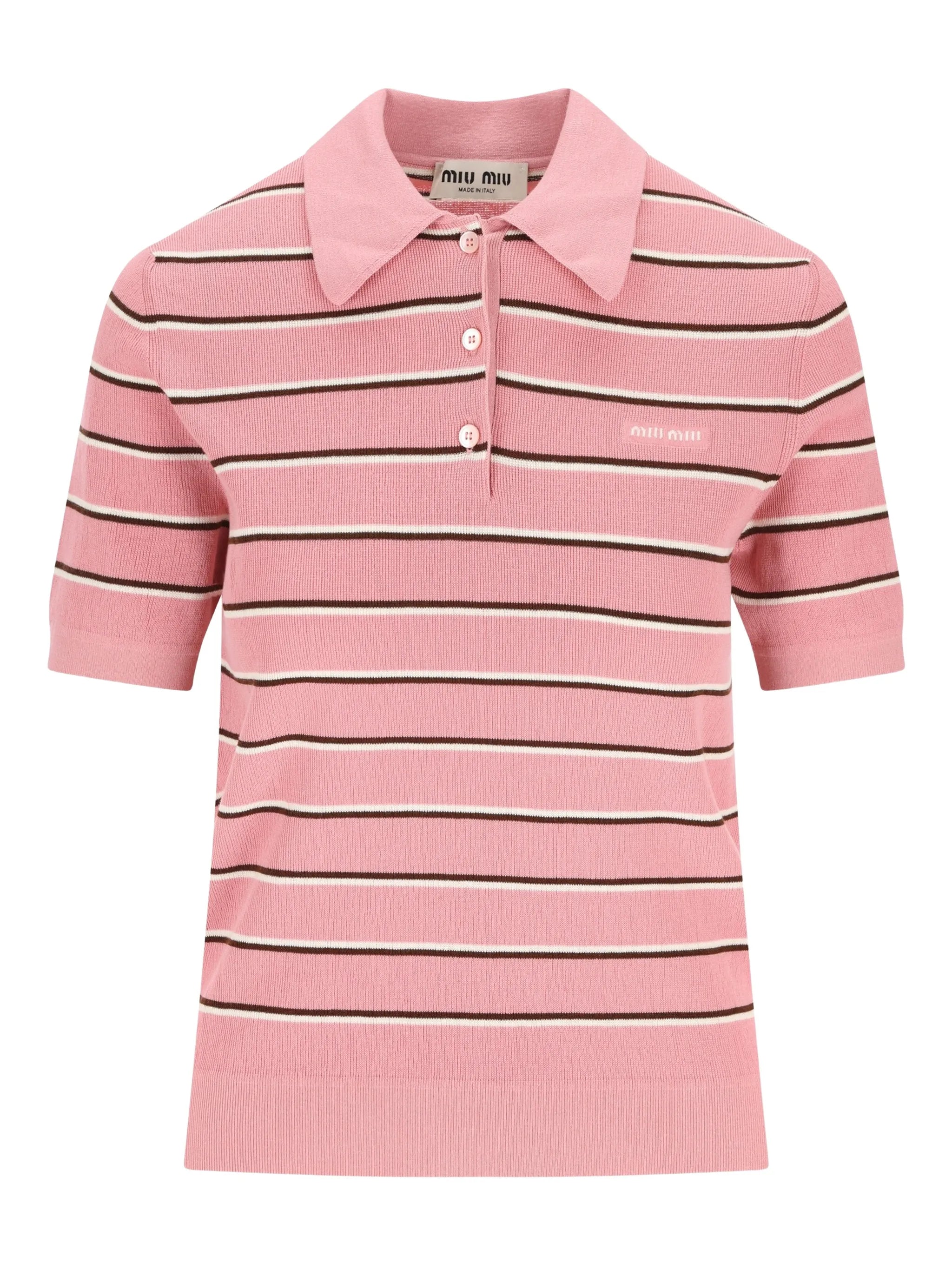 striped-pattern polo top