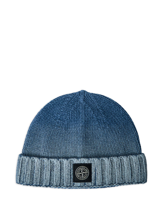 ribbed logo-patch beanie hat