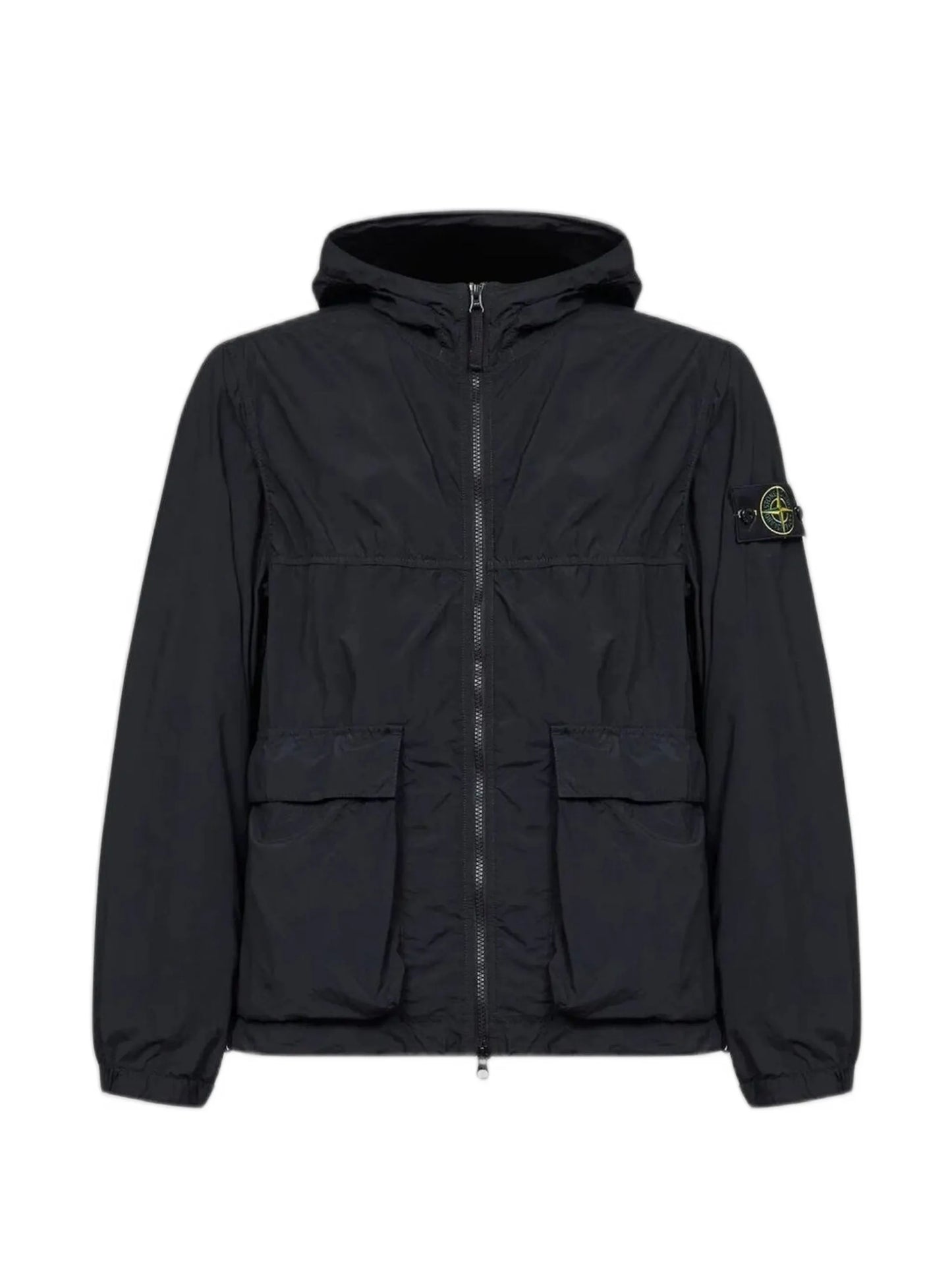 hooded patch-pocket jacket