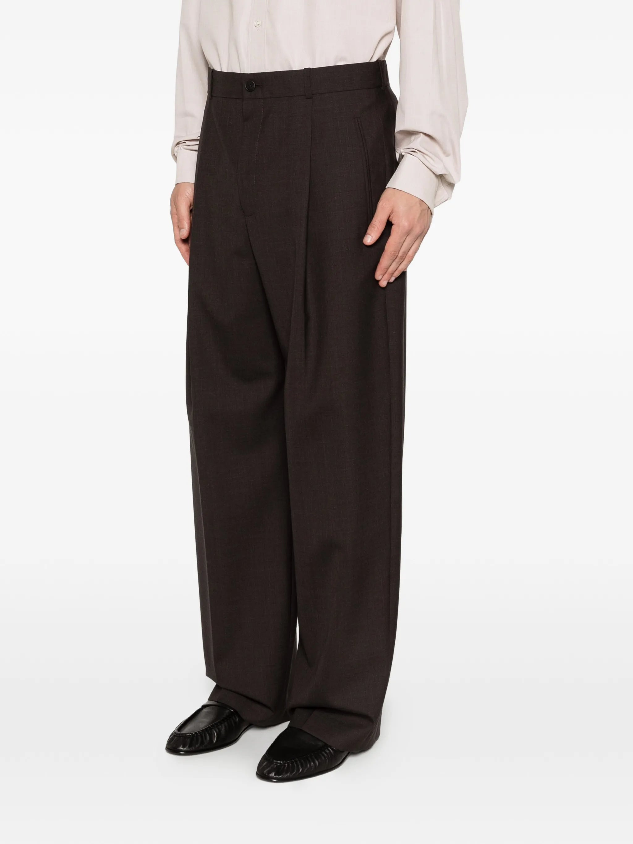 sheep wool pleated trousers