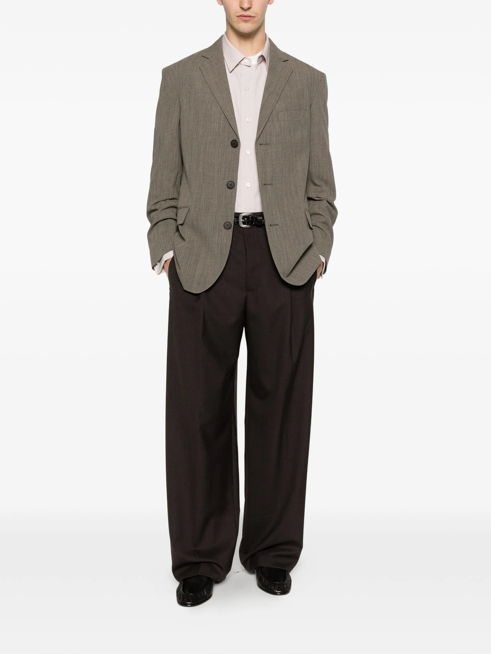 sheep wool pleated trousers