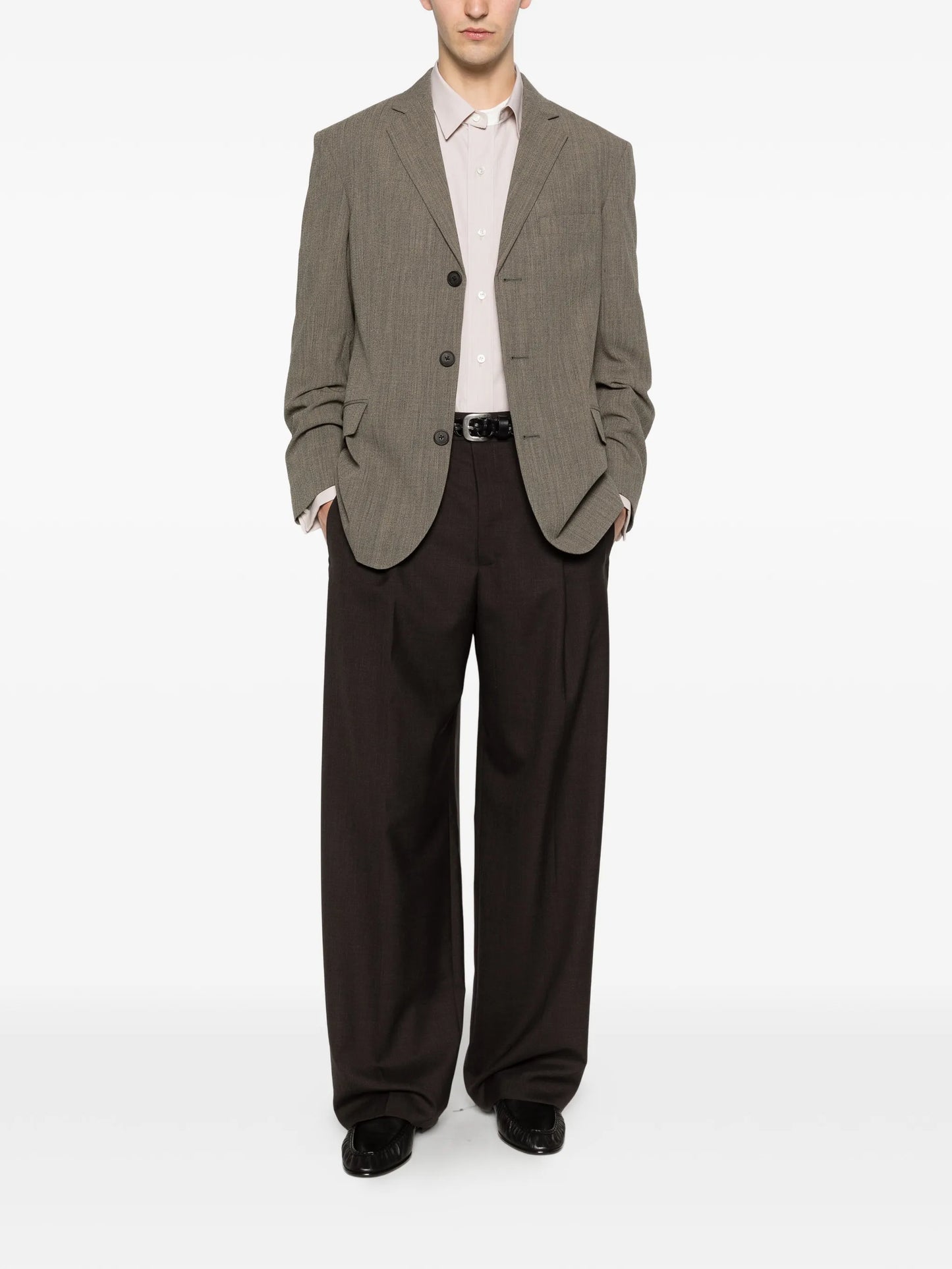 sheep wool pleated trousers