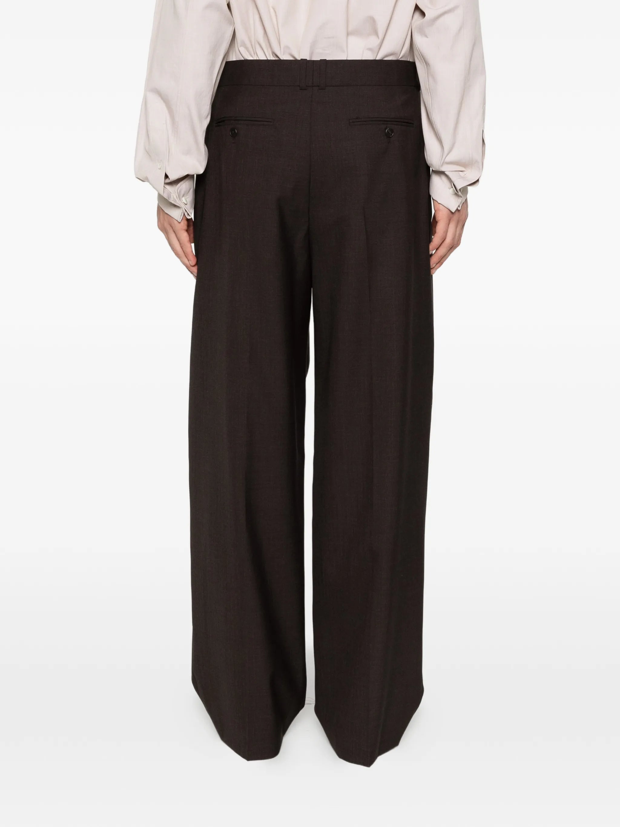 sheep wool pleated trousers