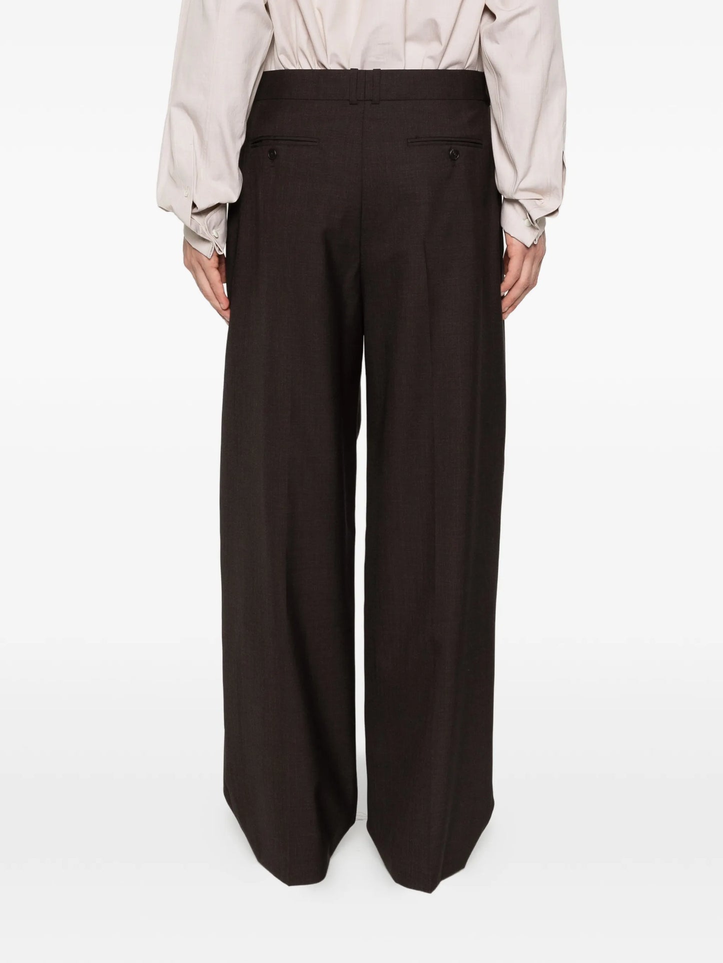 sheep wool pleated trousers